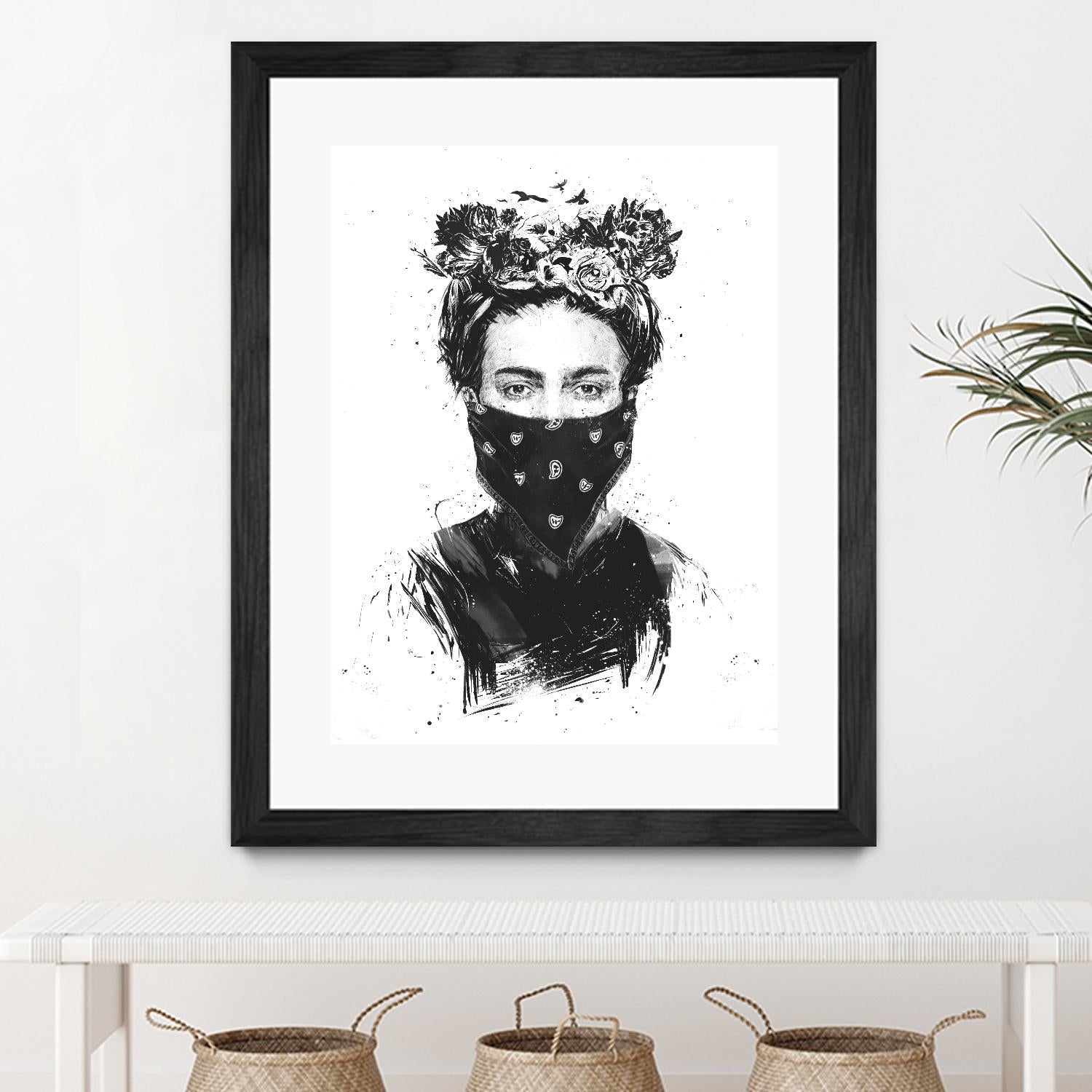 Rebel Girl by Balazs Solti on GIANT ART - black,white contemporary, figurative, urban/pop surrealism, flowers, illustration