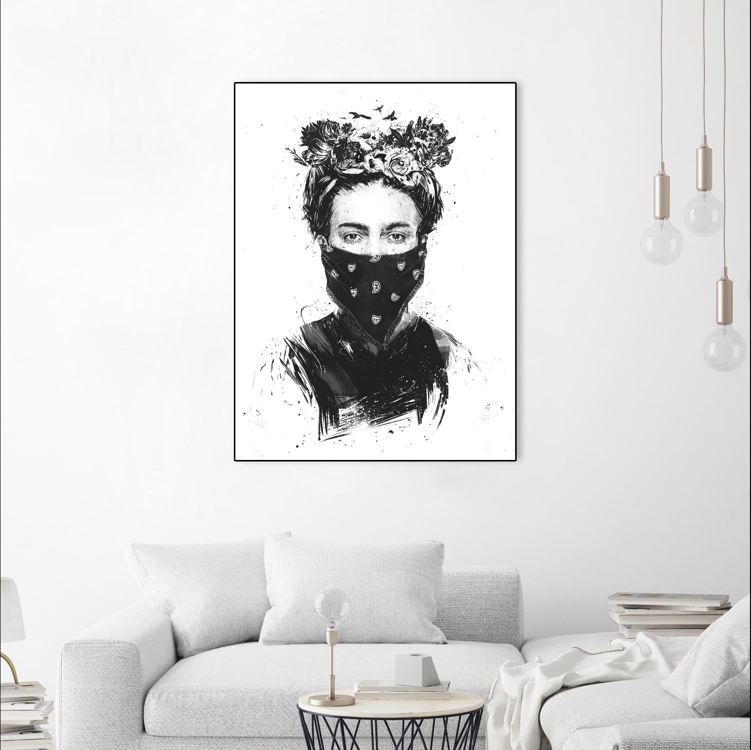 Rebel Girl by Balazs Solti on GIANT ART - black,white contemporary, figurative, urban/pop surrealism, flowers, illustration