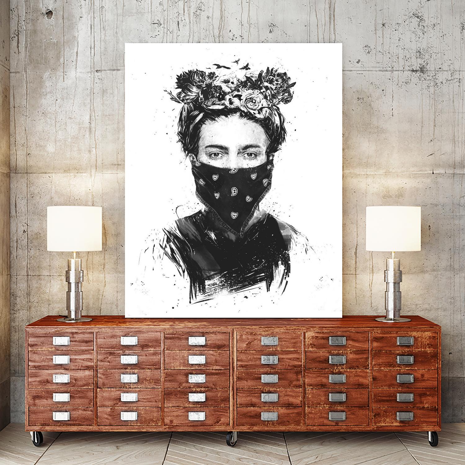 Rebel Girl by Balazs Solti on GIANT ART - black,white contemporary, figurative, urban/pop surrealism, flowers, illustration