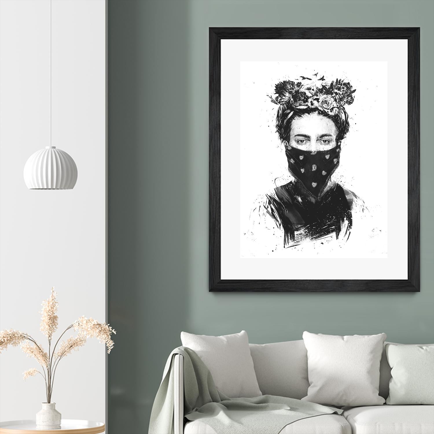 Rebel Girl by Balazs Solti on GIANT ART - black,white contemporary, figurative, urban/pop surrealism, flowers, illustration