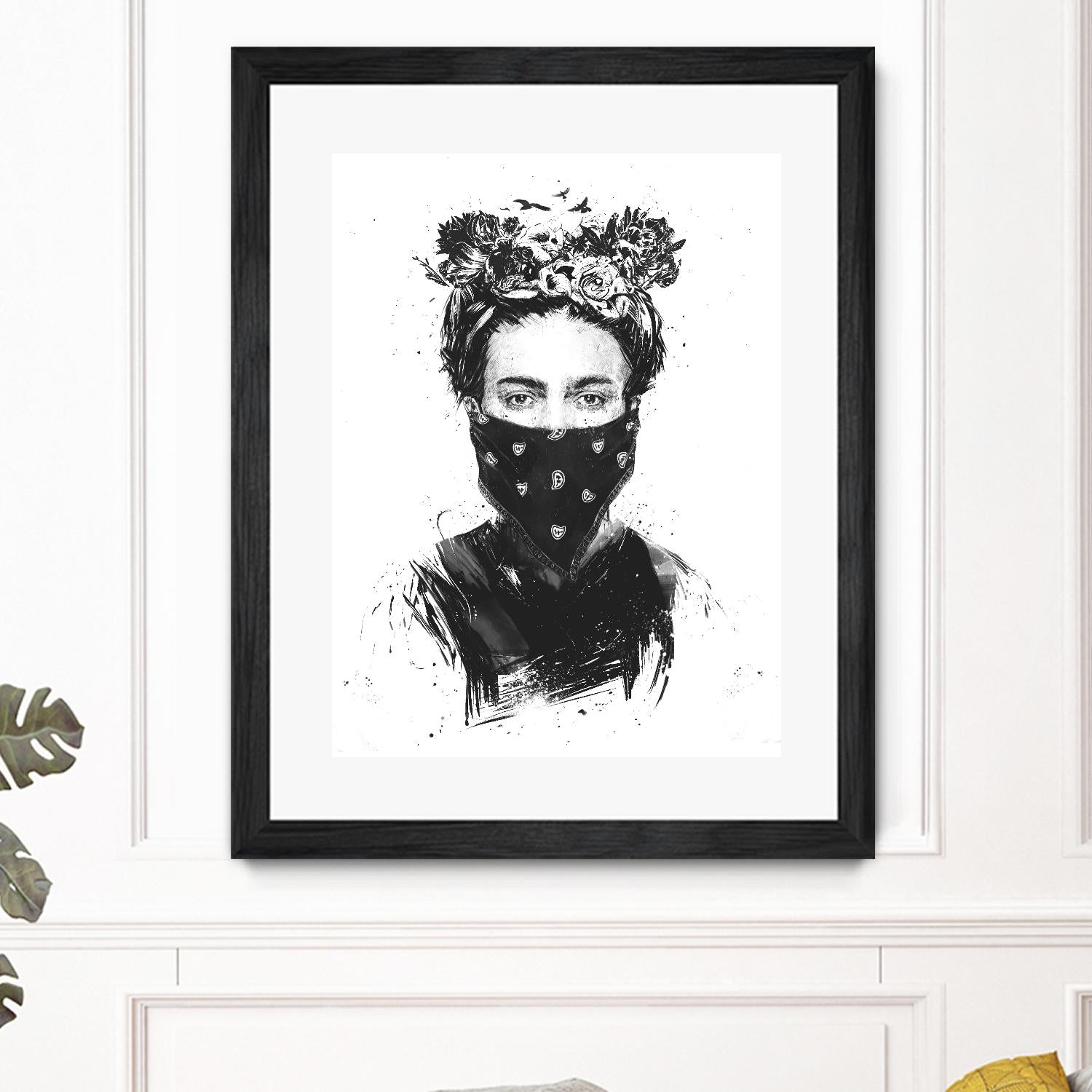 Rebel Girl by Balazs Solti on GIANT ART - black,white contemporary, figurative, urban/pop surrealism, flowers, illustration