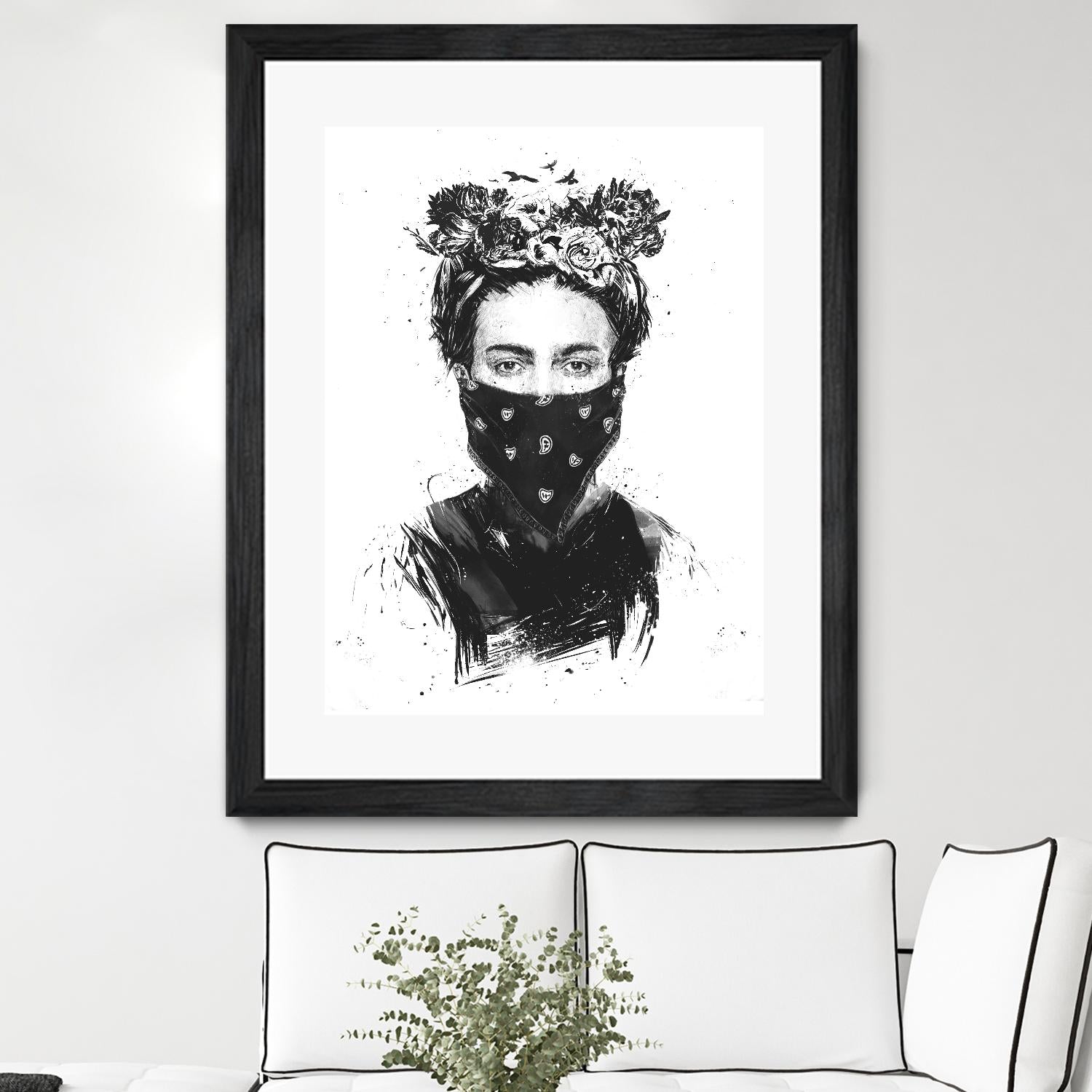 Rebel Girl by Balazs Solti on GIANT ART - black,white contemporary, figurative, urban/pop surrealism, flowers, illustration