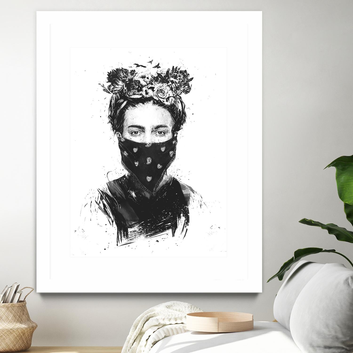 Rebel Girl by Balazs Solti on GIANT ART - black,white contemporary, figurative, urban/pop surrealism, flowers, illustration