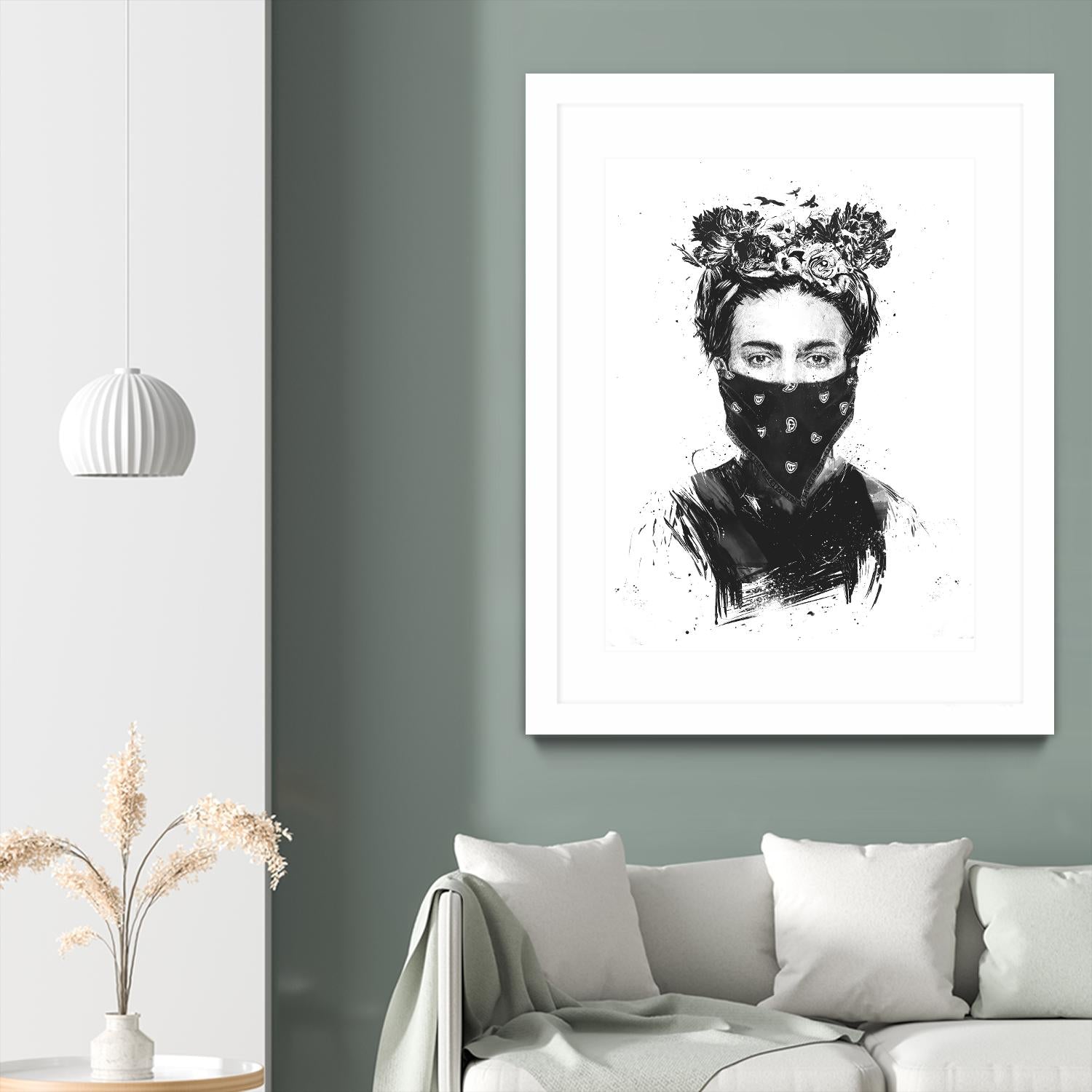 Rebel Girl by Balazs Solti on GIANT ART - black,white contemporary, figurative, urban/pop surrealism, flowers, illustration