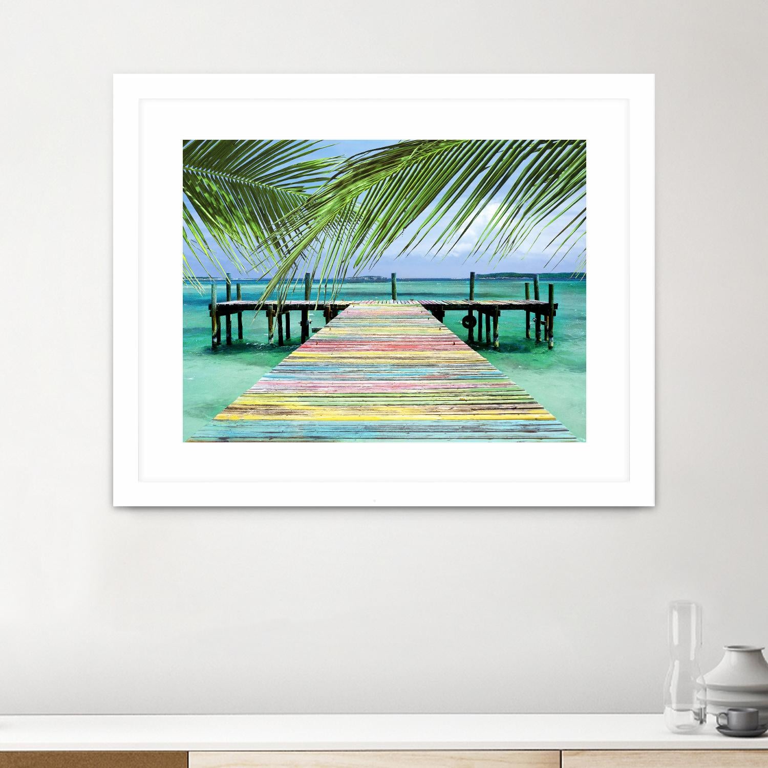 Rainbow Dock by Steve Vaughn on GIANT ART - multicolor photography; landscapes; coastal