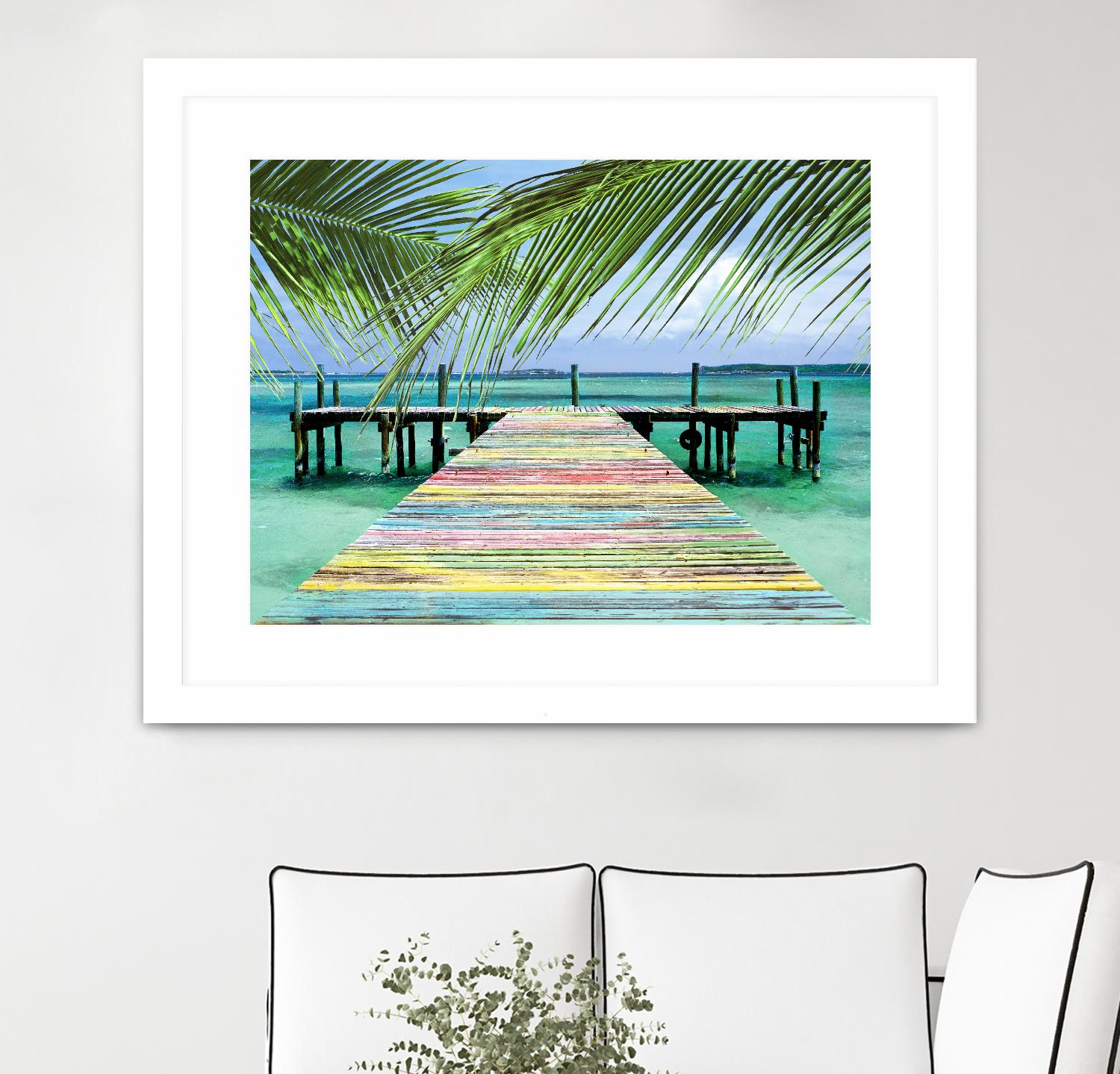 Rainbow Dock by Steve Vaughn on GIANT ART - multicolor photography; landscapes; coastal