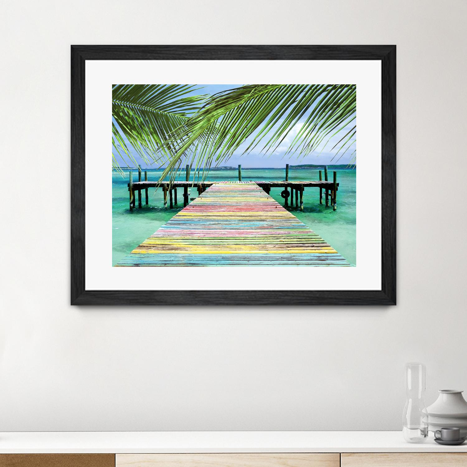 Rainbow Dock by Steve Vaughn on GIANT ART - multicolor photography; landscapes; coastal