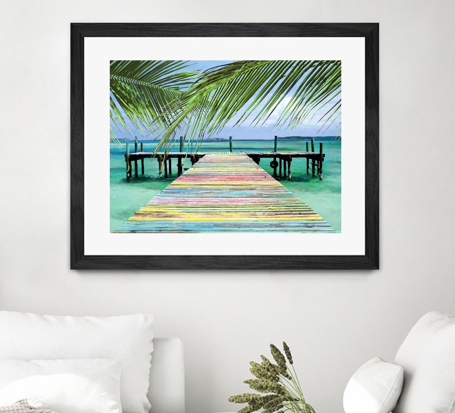 Rainbow Dock by Steve Vaughn on GIANT ART - multicolor photography; landscapes; coastal