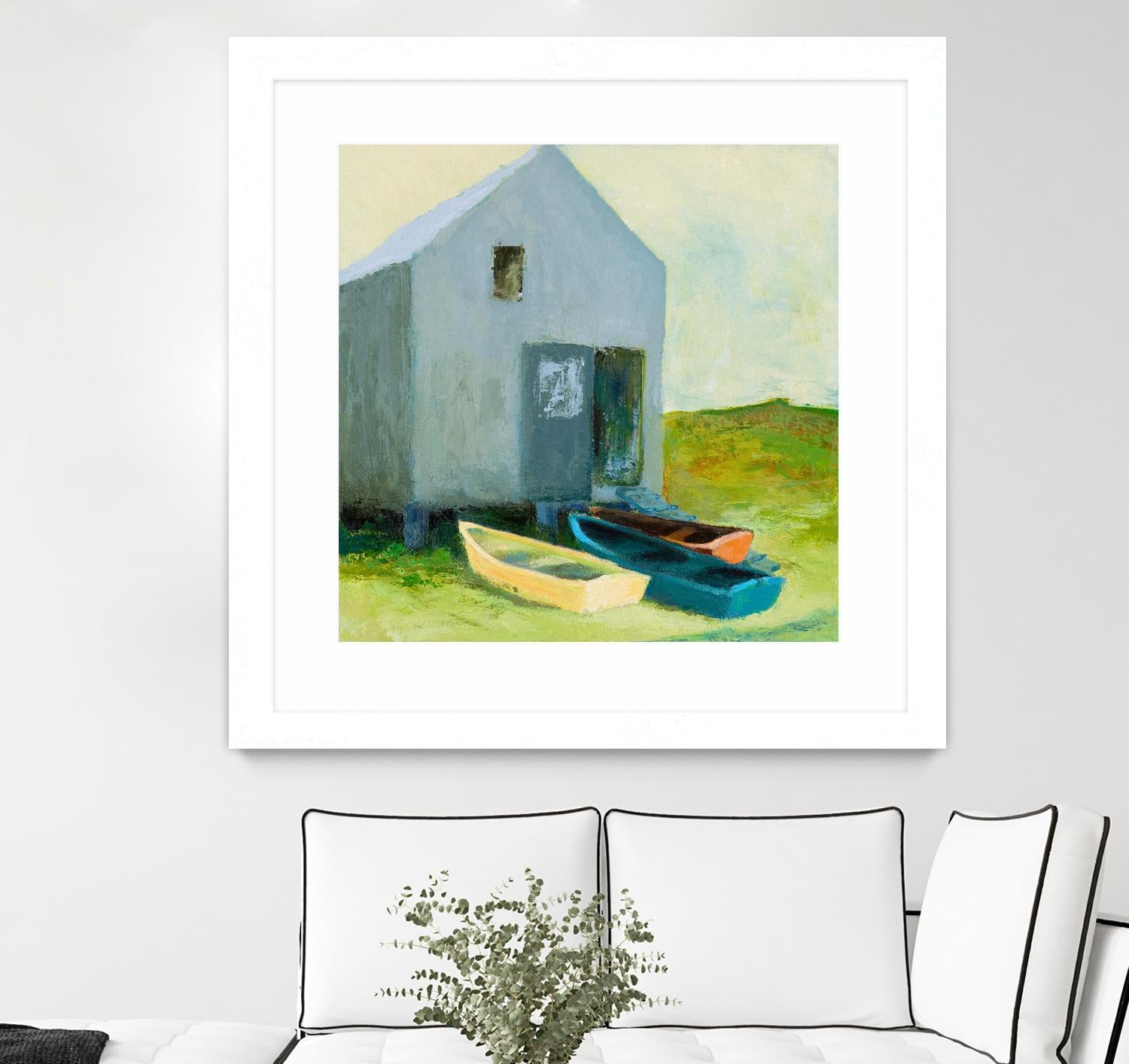 Boat House by Martha Wakefield on GIANT ART - black,white coastal, contemporary, boats