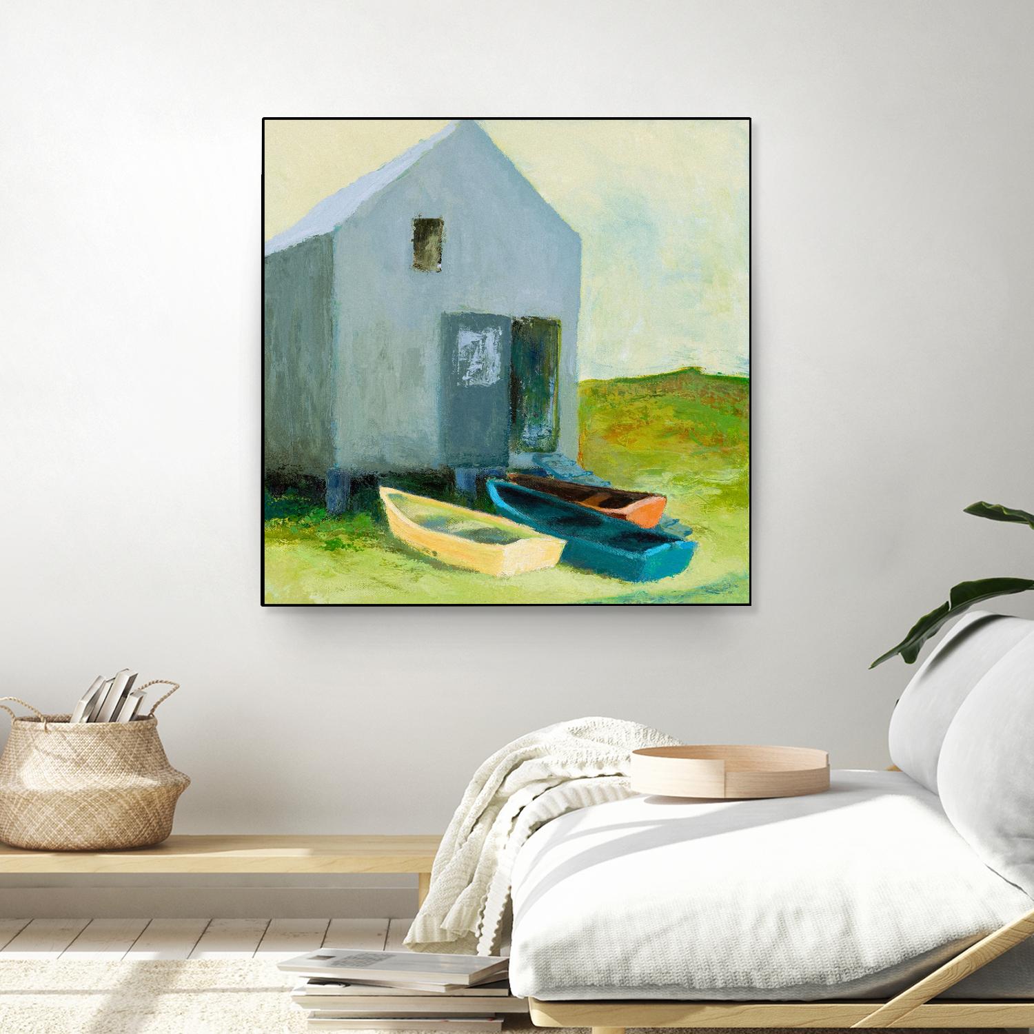 Boat House by Martha Wakefield on GIANT ART - black,white coastal, contemporary, boats