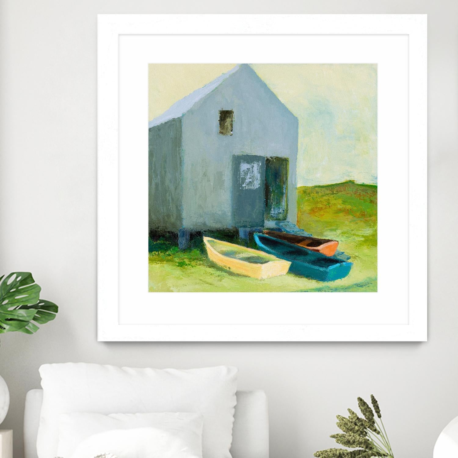 Boat House by Martha Wakefield on GIANT ART - black,white coastal, contemporary, boats