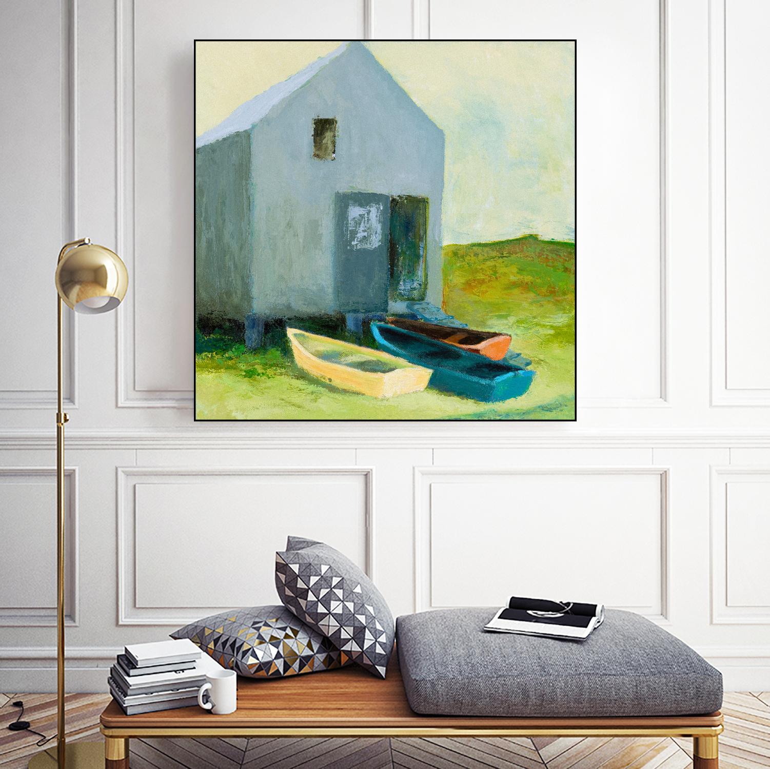 Boat House by Martha Wakefield on GIANT ART - black,white coastal, contemporary, boats