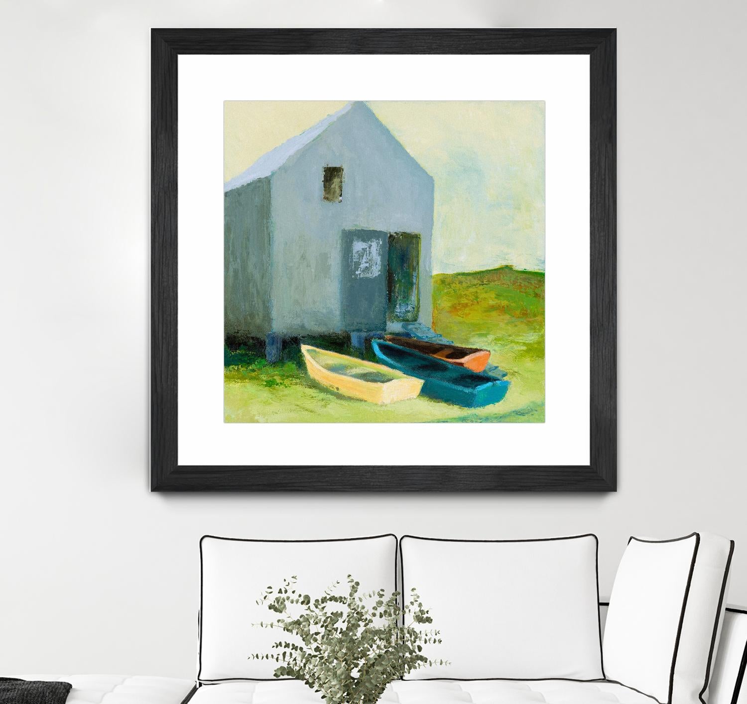 Boat House by Martha Wakefield on GIANT ART - black,white coastal, contemporary, boats