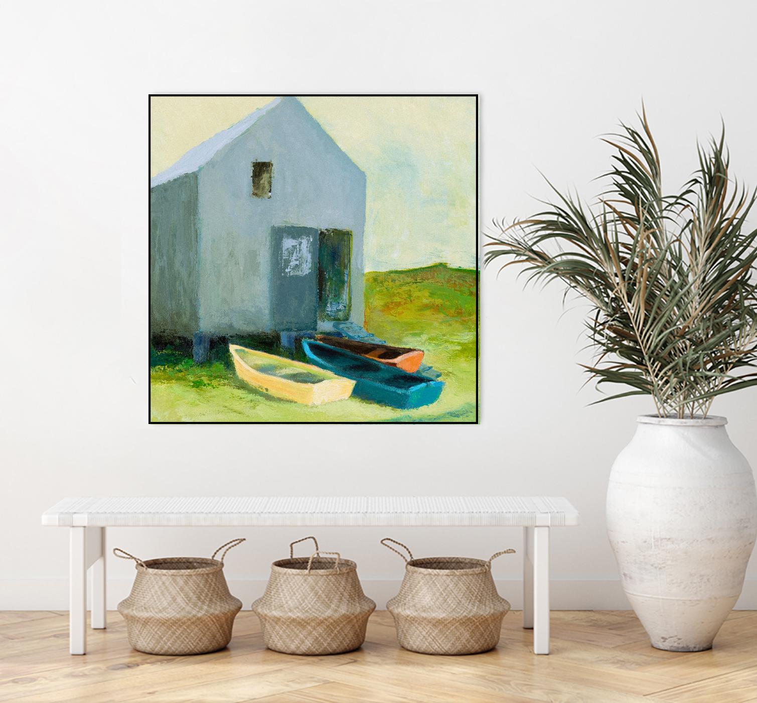 Boat House by Martha Wakefield on GIANT ART - black,white coastal, contemporary, boats