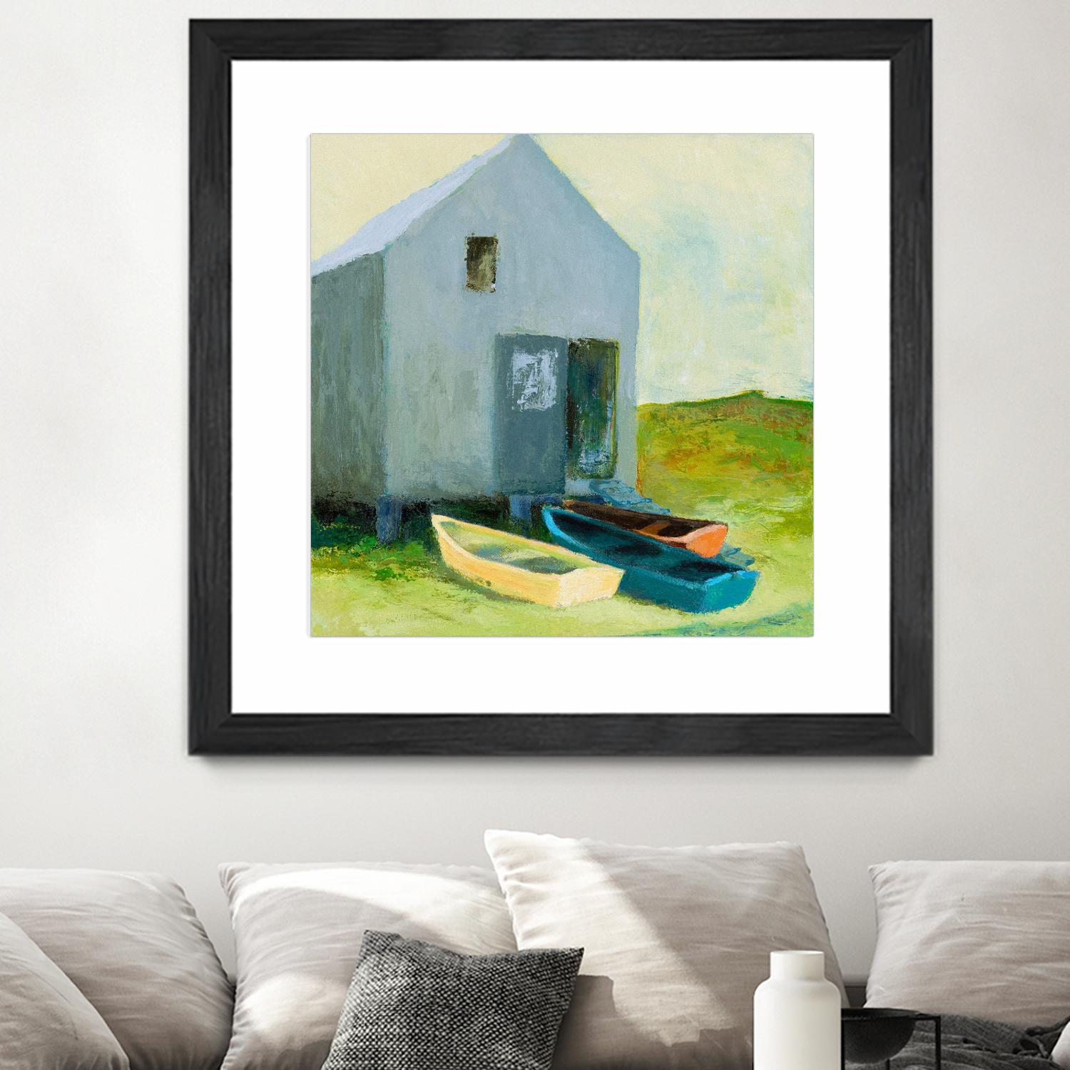 Boat House by Martha Wakefield on GIANT ART - black,white coastal, contemporary, boats