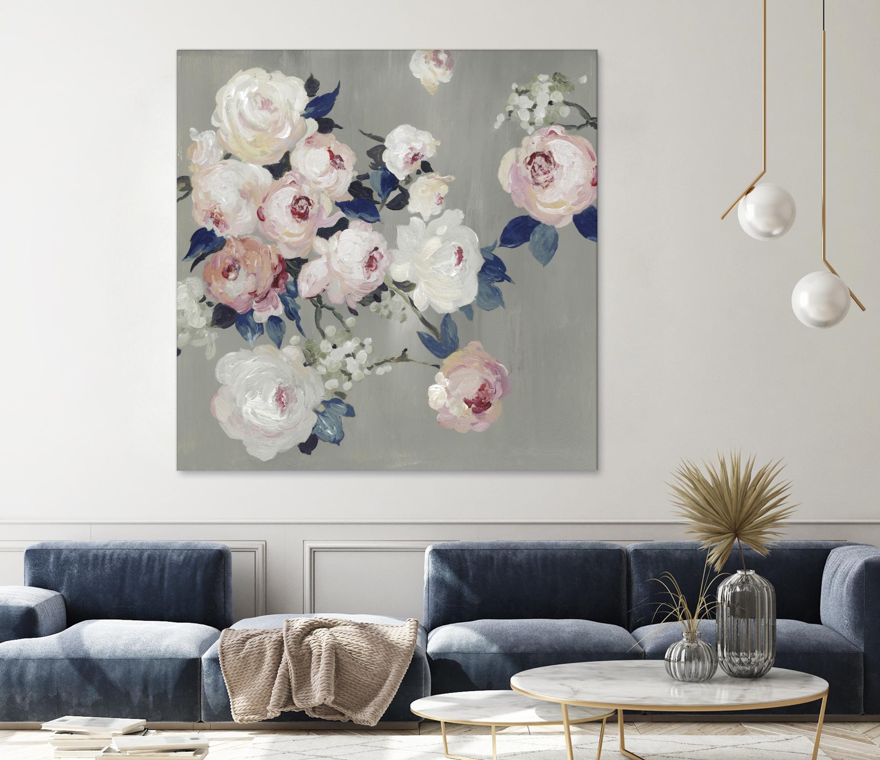 Cobalt Leaves by PI Studio on GIANT ART - white floral flowers