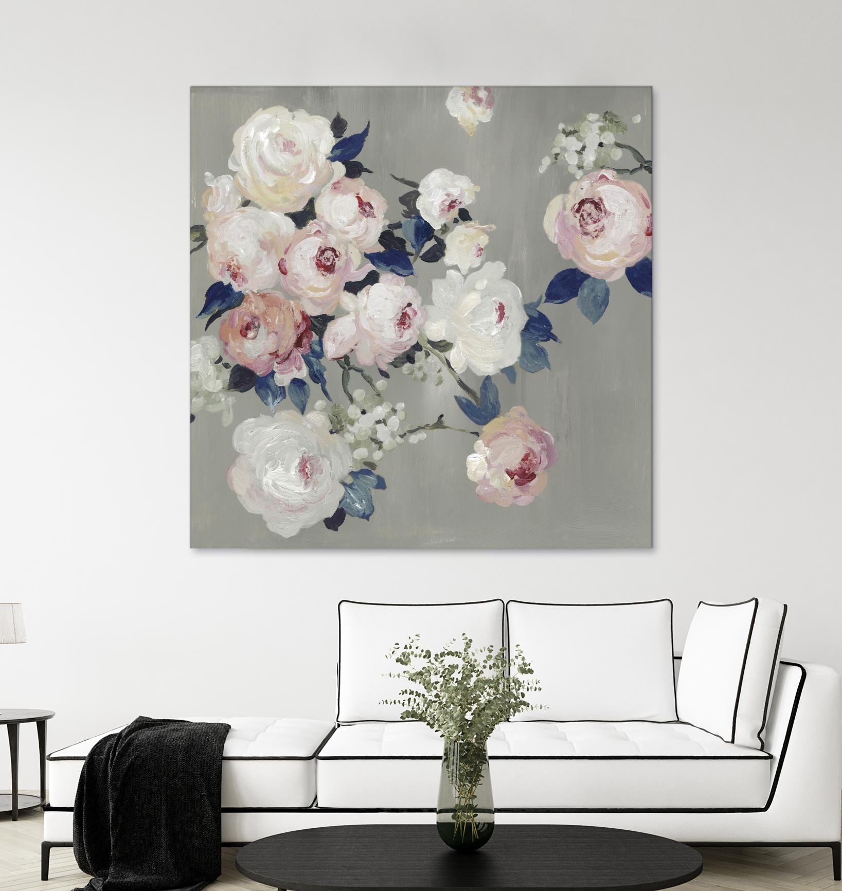 Cobalt Leaves by PI Studio on GIANT ART - white floral flowers