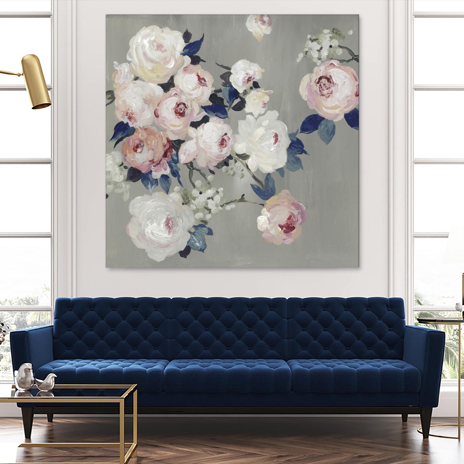 Cobalt Leaves by PI Studio on GIANT ART - white floral flowers