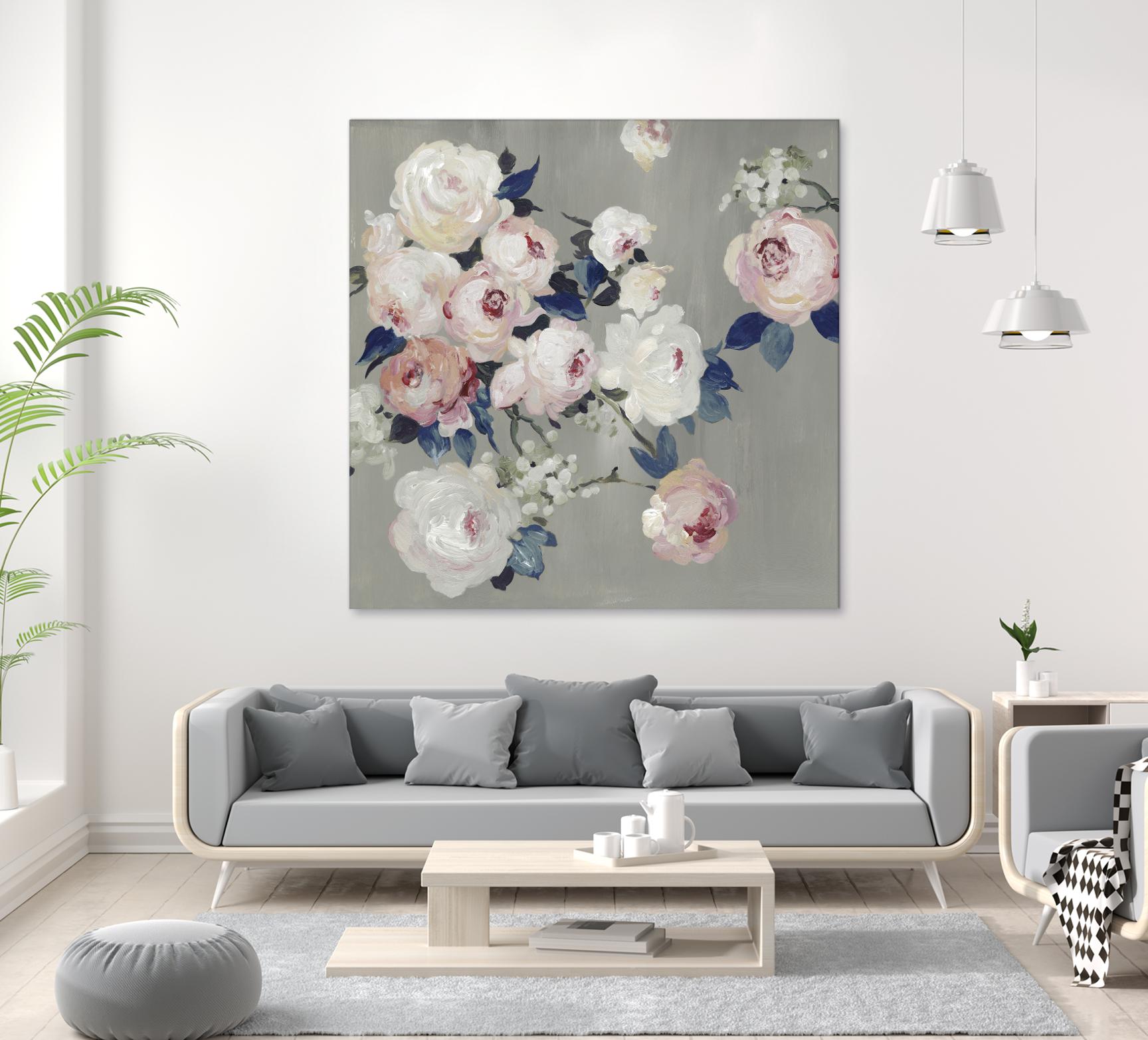 Cobalt Leaves by PI Studio on GIANT ART - white floral flowers