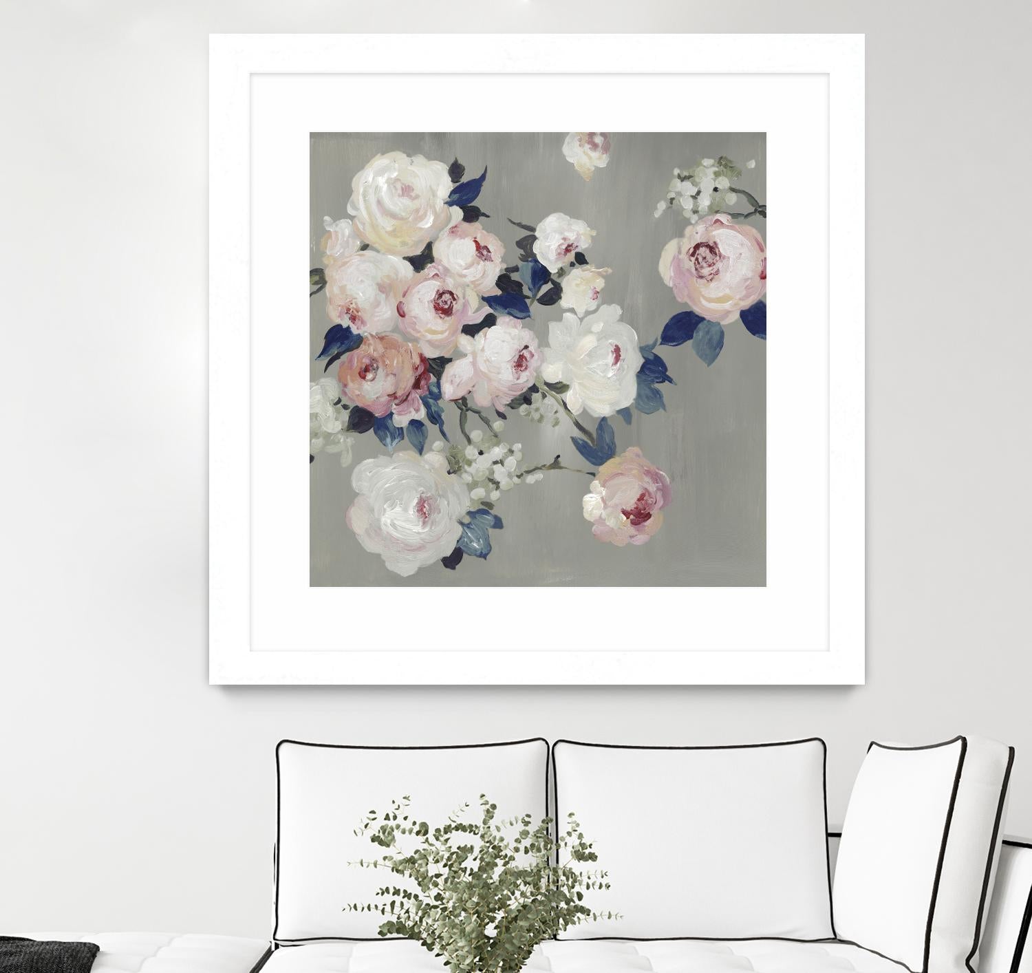 Cobalt Leaves by PI Studio on GIANT ART - white floral flowers