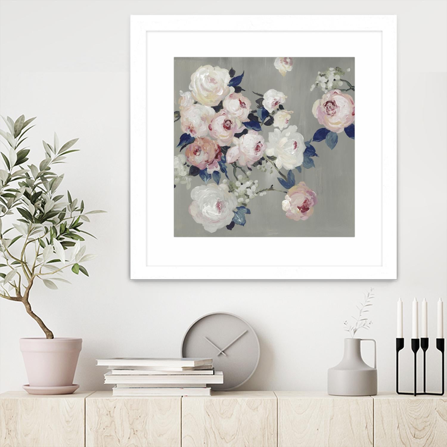 Cobalt Leaves by PI Studio on GIANT ART - white floral flowers
