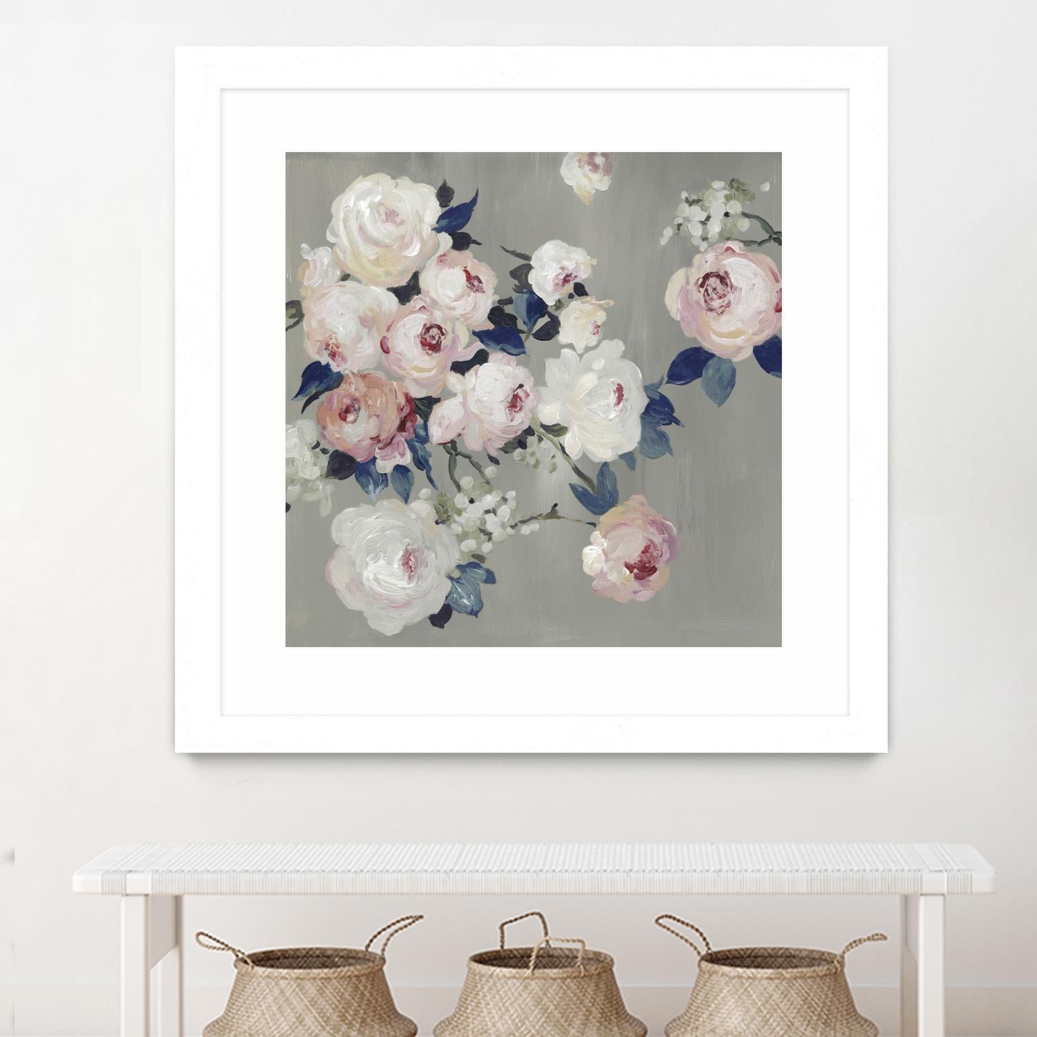 Cobalt Leaves by PI Studio on GIANT ART - white floral flowers
