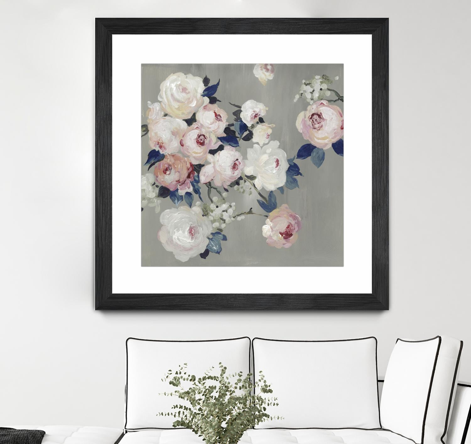 Cobalt Leaves by PI Studio on GIANT ART - white floral flowers