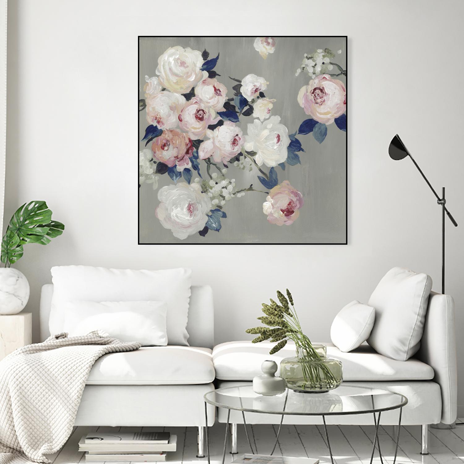 Cobalt Leaves by PI Studio on GIANT ART - white floral flowers