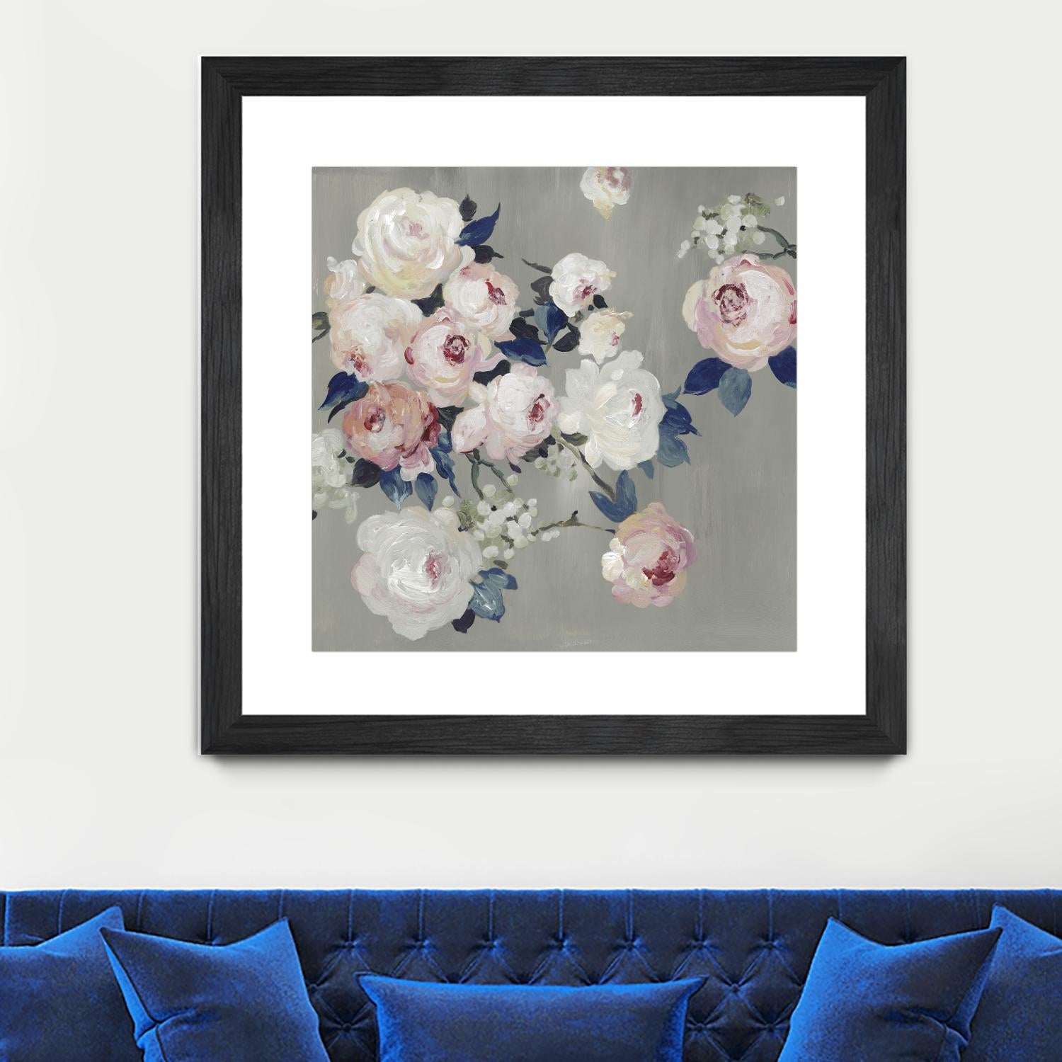 Cobalt Leaves by PI Studio on GIANT ART - white floral flowers