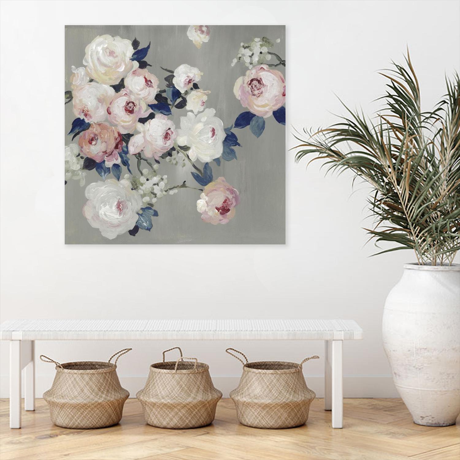 Cobalt Leaves by PI Studio on GIANT ART - white floral flowers