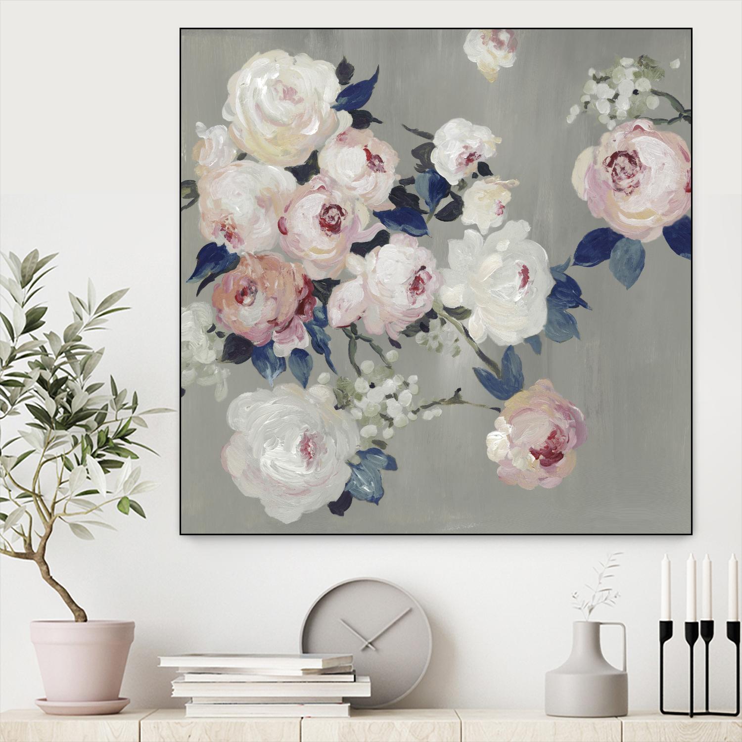 Cobalt Leaves by PI Studio on GIANT ART - white floral flowers