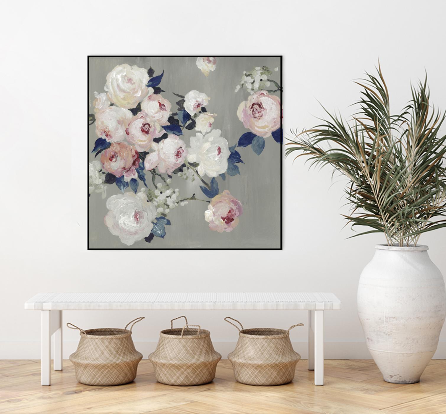 Cobalt Leaves by PI Studio on GIANT ART - white floral flowers