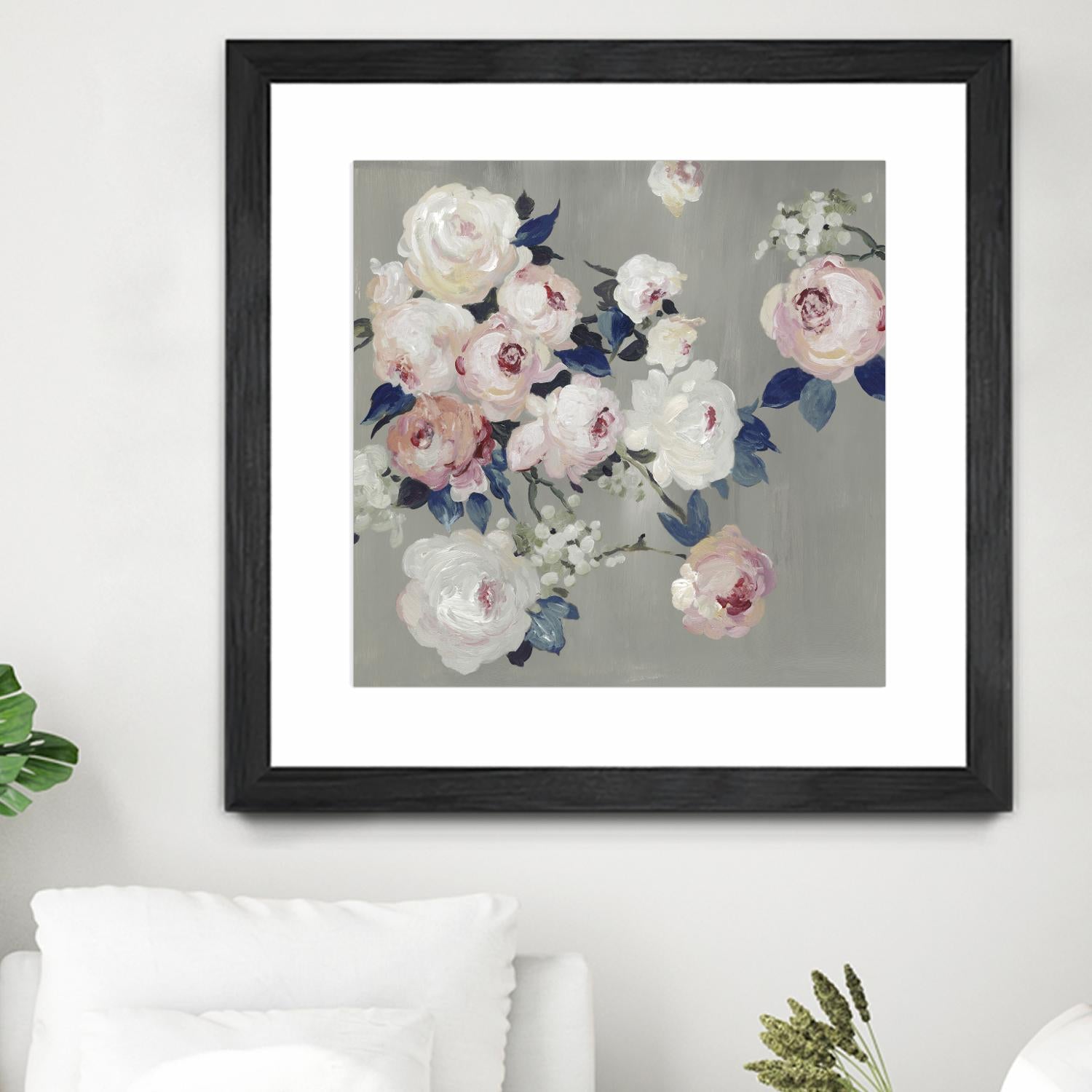 Cobalt Leaves by PI Studio on GIANT ART - white floral flowers