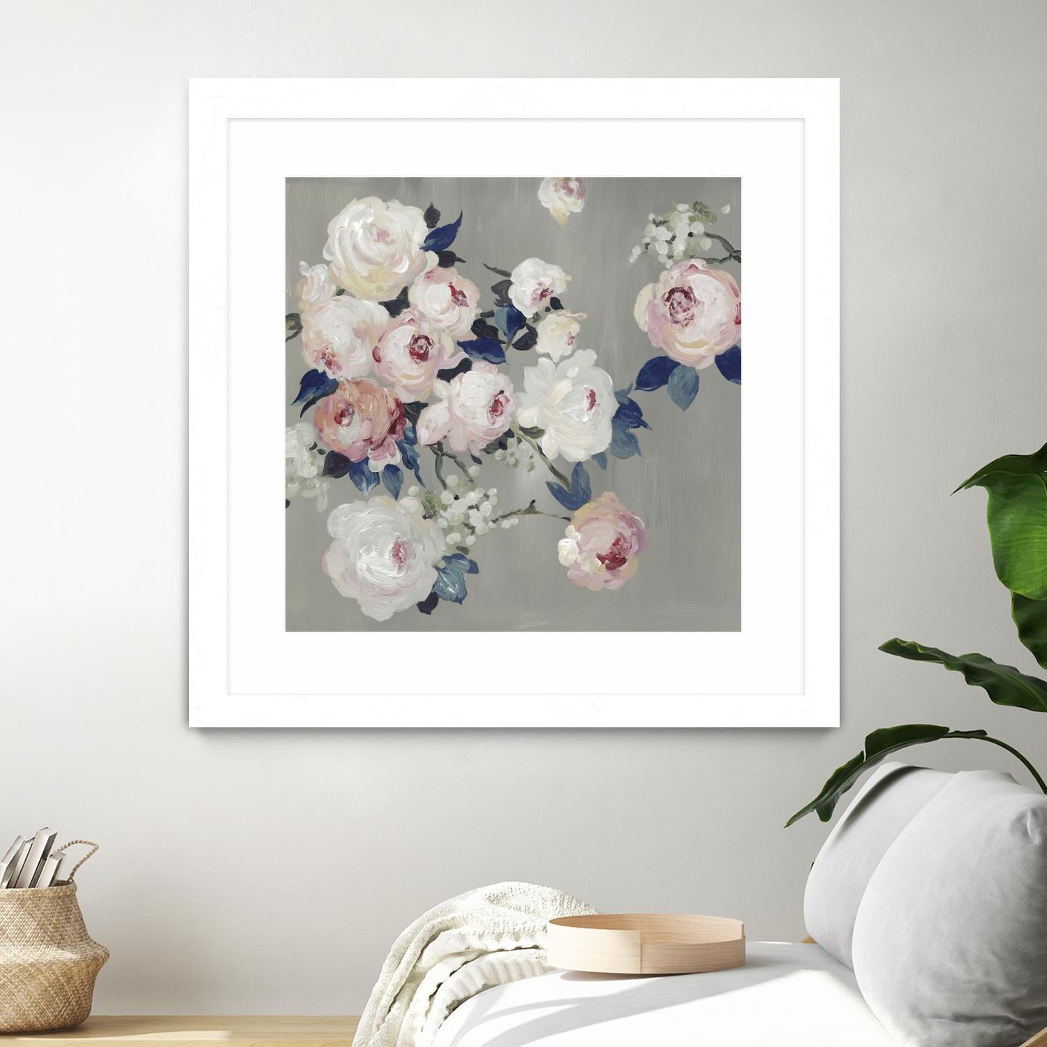 Cobalt Leaves by PI Studio on GIANT ART - white floral flowers