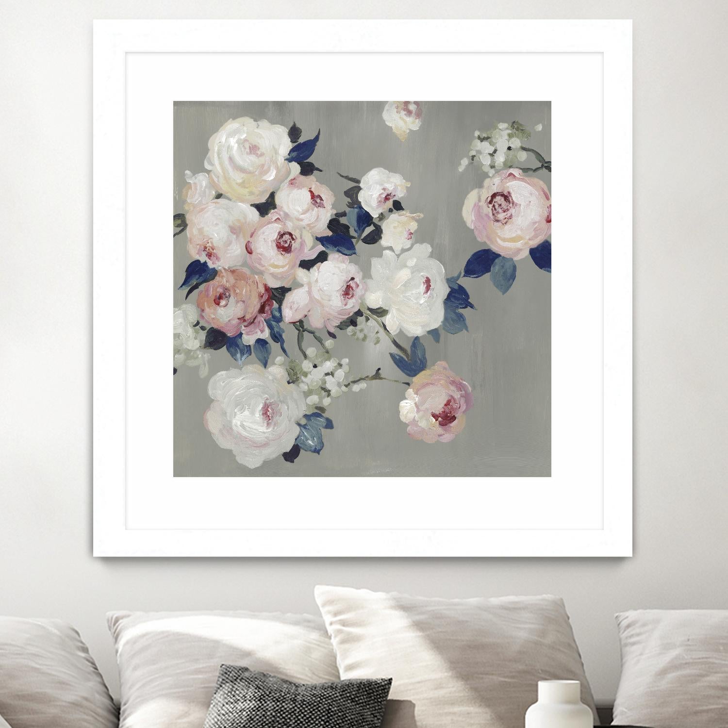 Cobalt Leaves by PI Studio on GIANT ART - white floral flowers