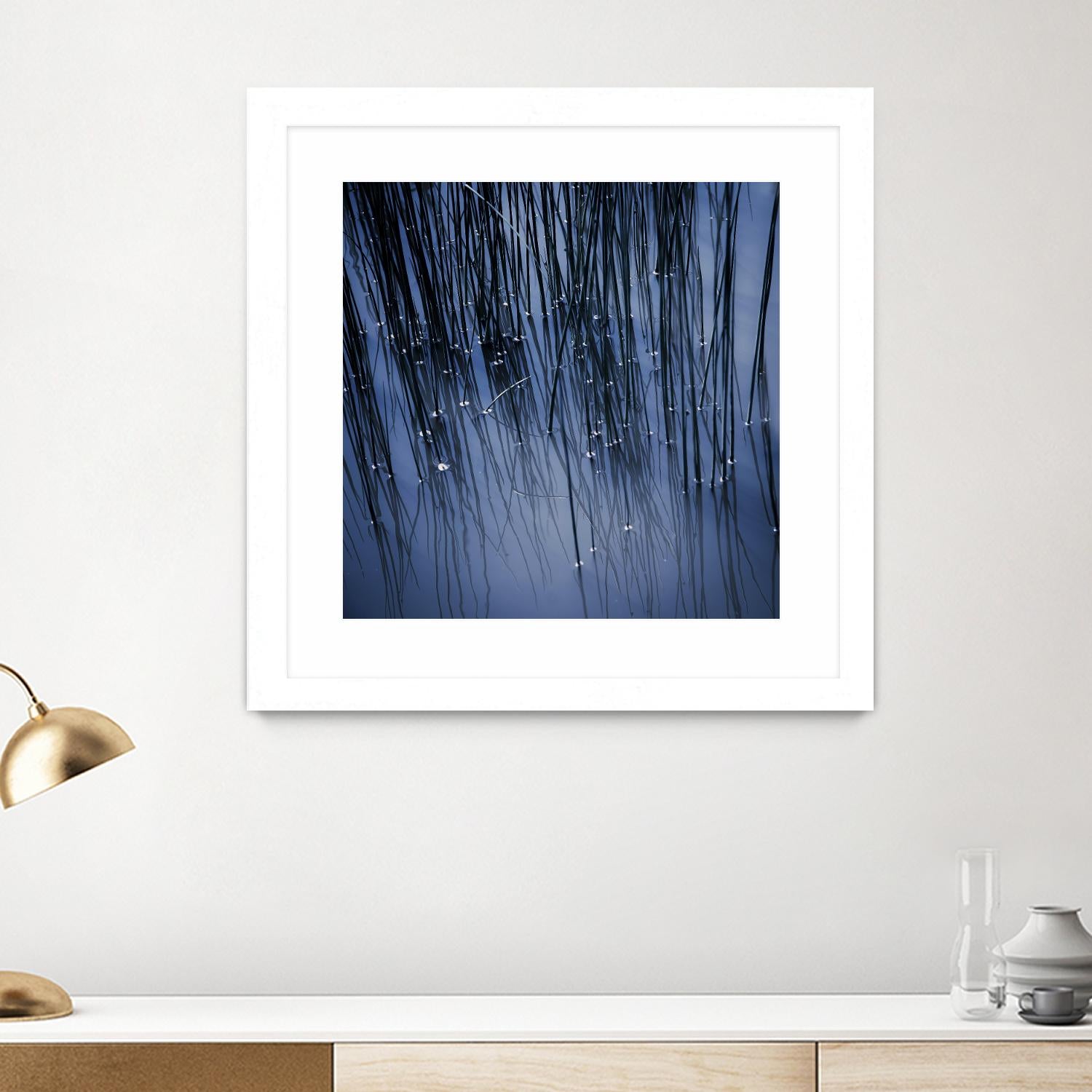 Lily Pond Blue III by Rebecca Cozart on GIANT ART - black photo art