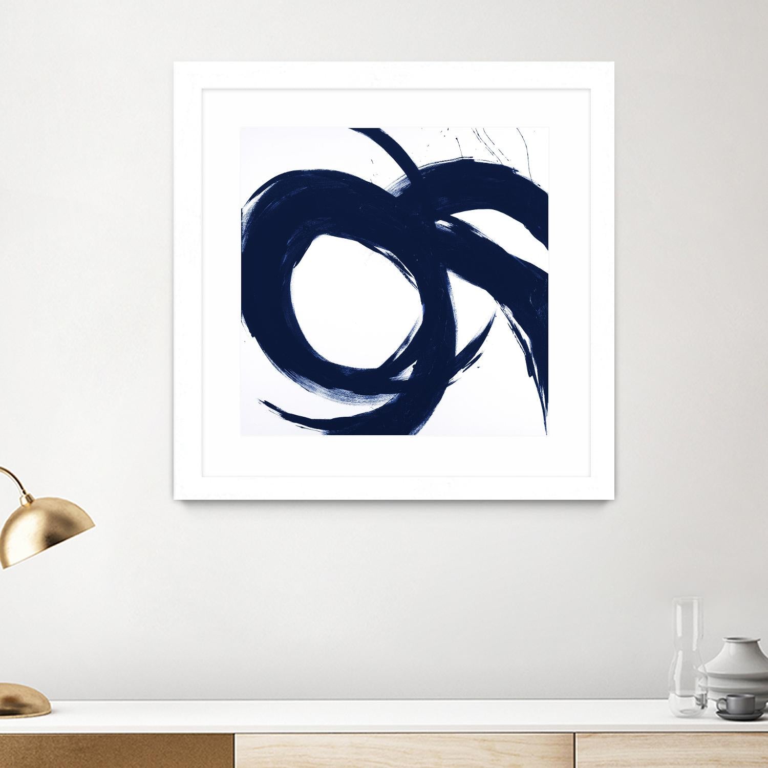 Navy Circular Strokes II by Megan Morris on GIANT ART - white black & white