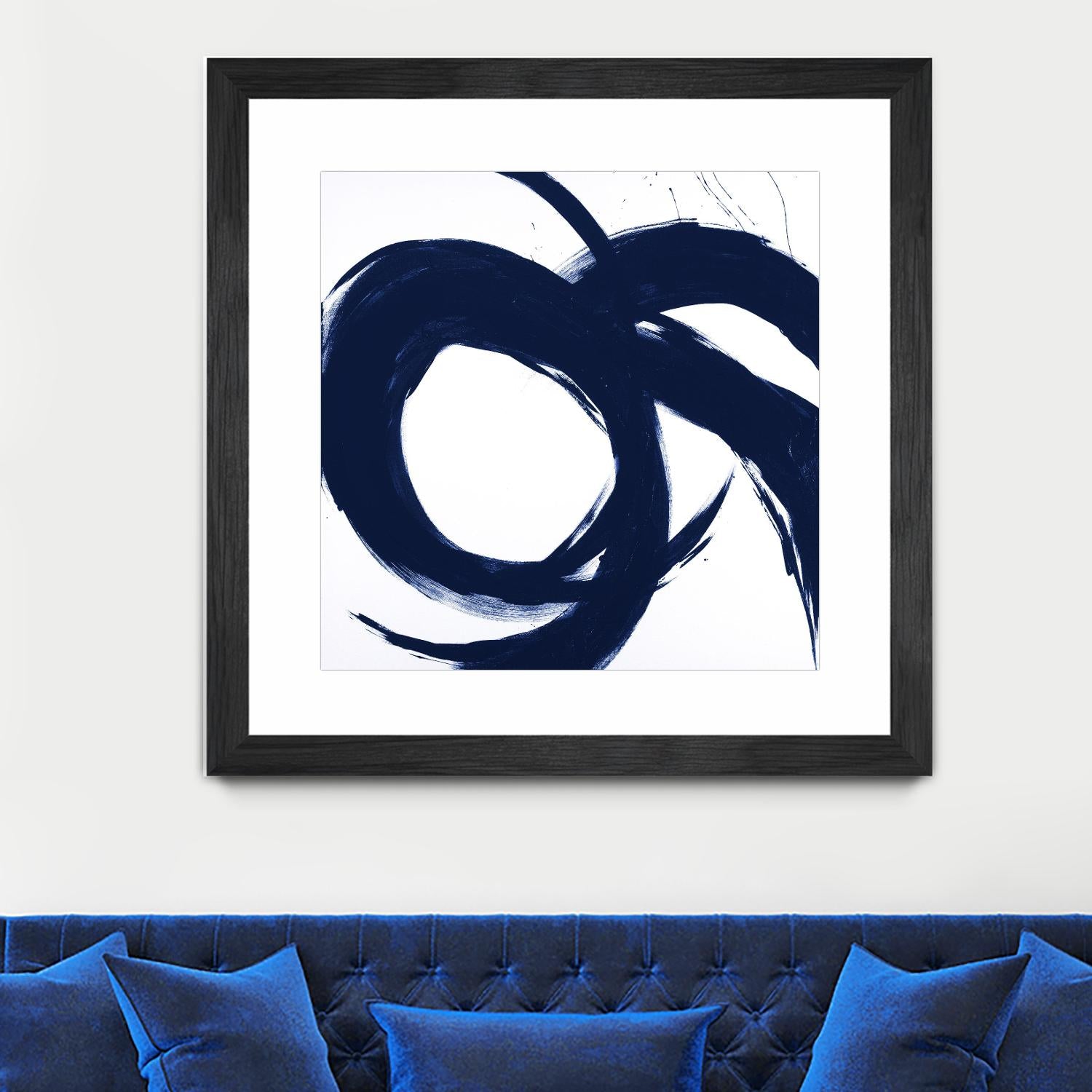 Navy Circular Strokes II by Megan Morris on GIANT ART - white black & white