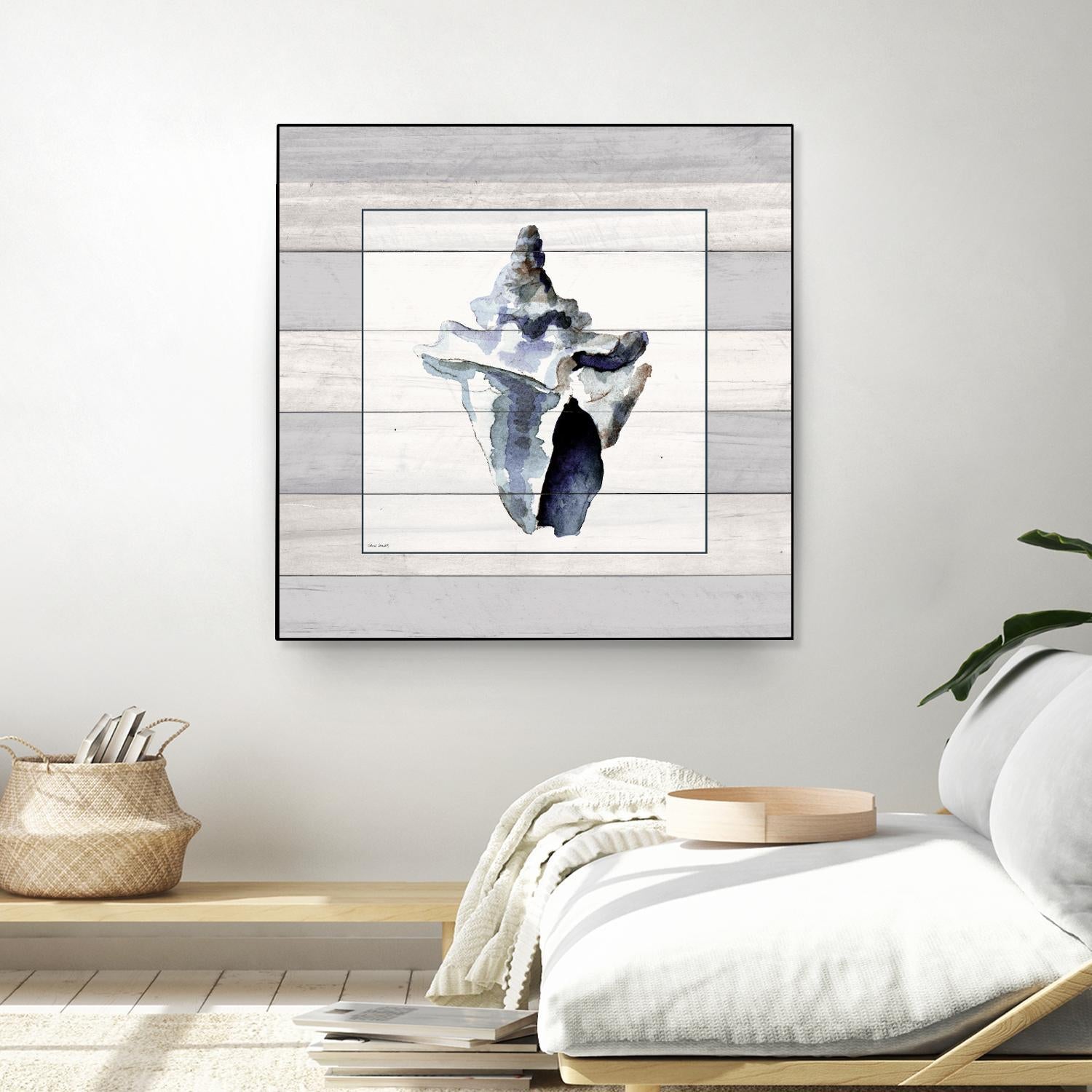 Muted Blue Sea Conch On Wood by Lanie Loreth on GIANT ART - coastal