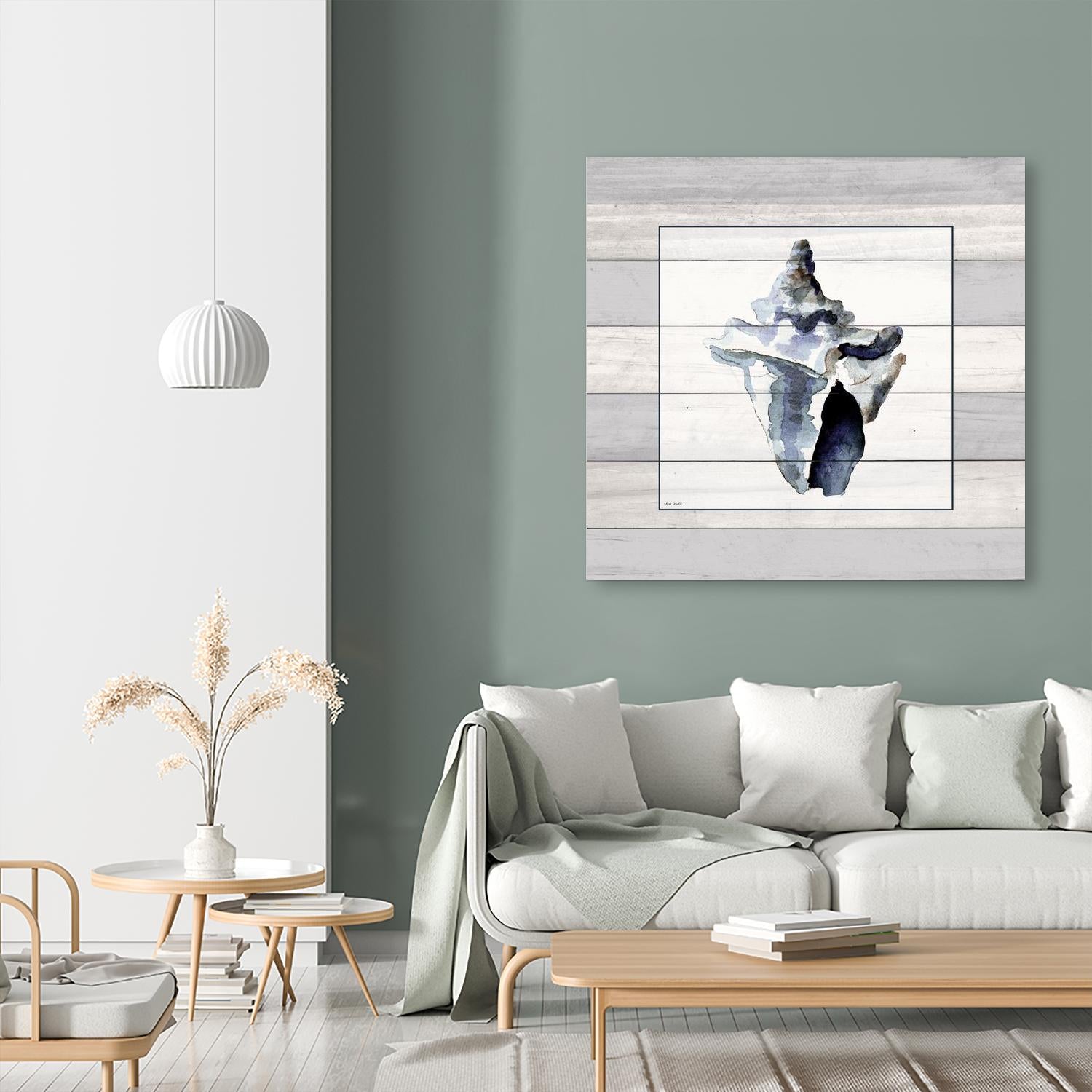Muted Blue Sea Conch On Wood by Lanie Loreth on GIANT ART - coastal