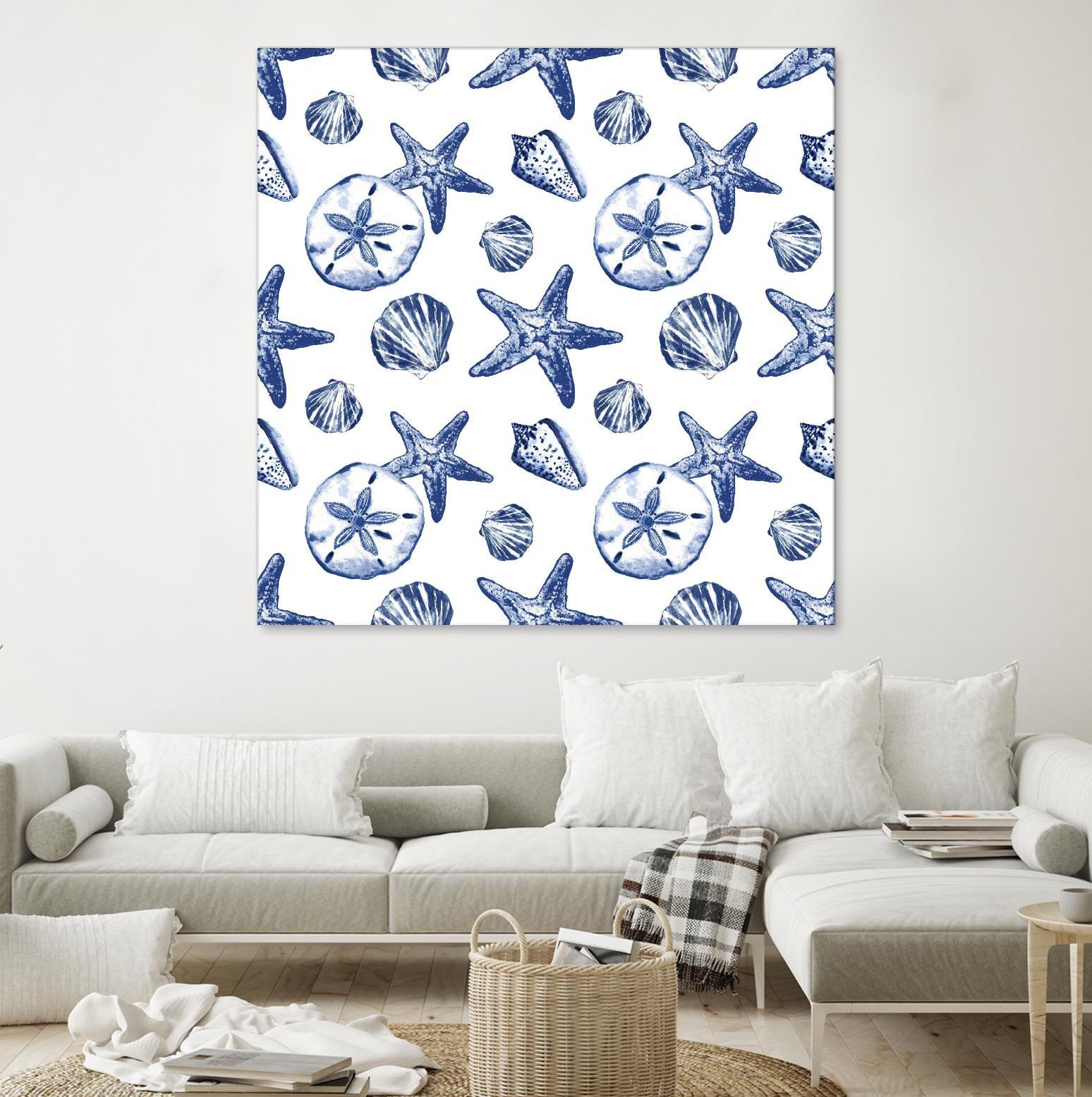 Deep Ocean Treasures White Pattern by Janice Gaynor on GIANT ART - coastal pattern