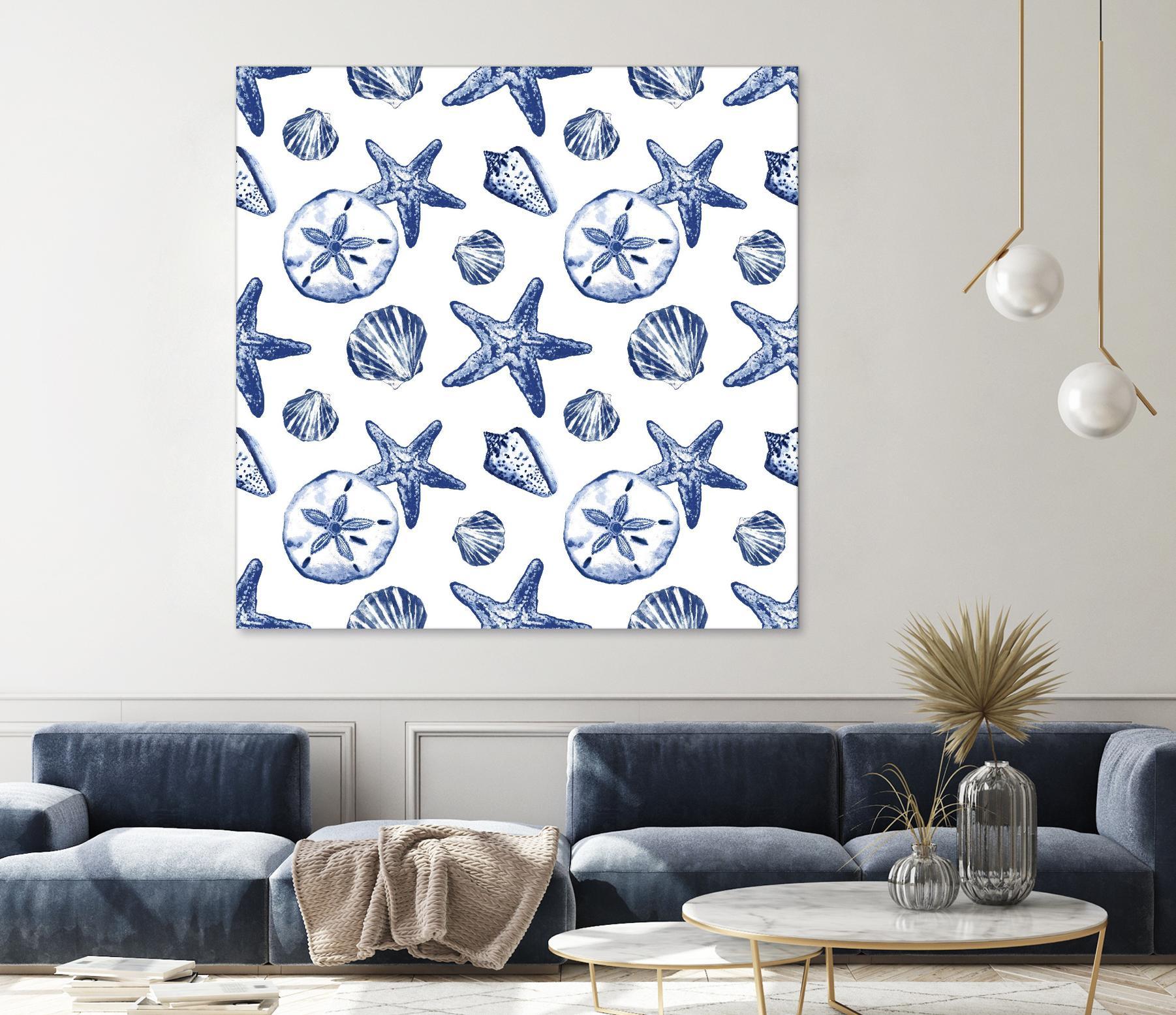 Deep Ocean Treasures White Pattern by Janice Gaynor on GIANT ART - coastal pattern