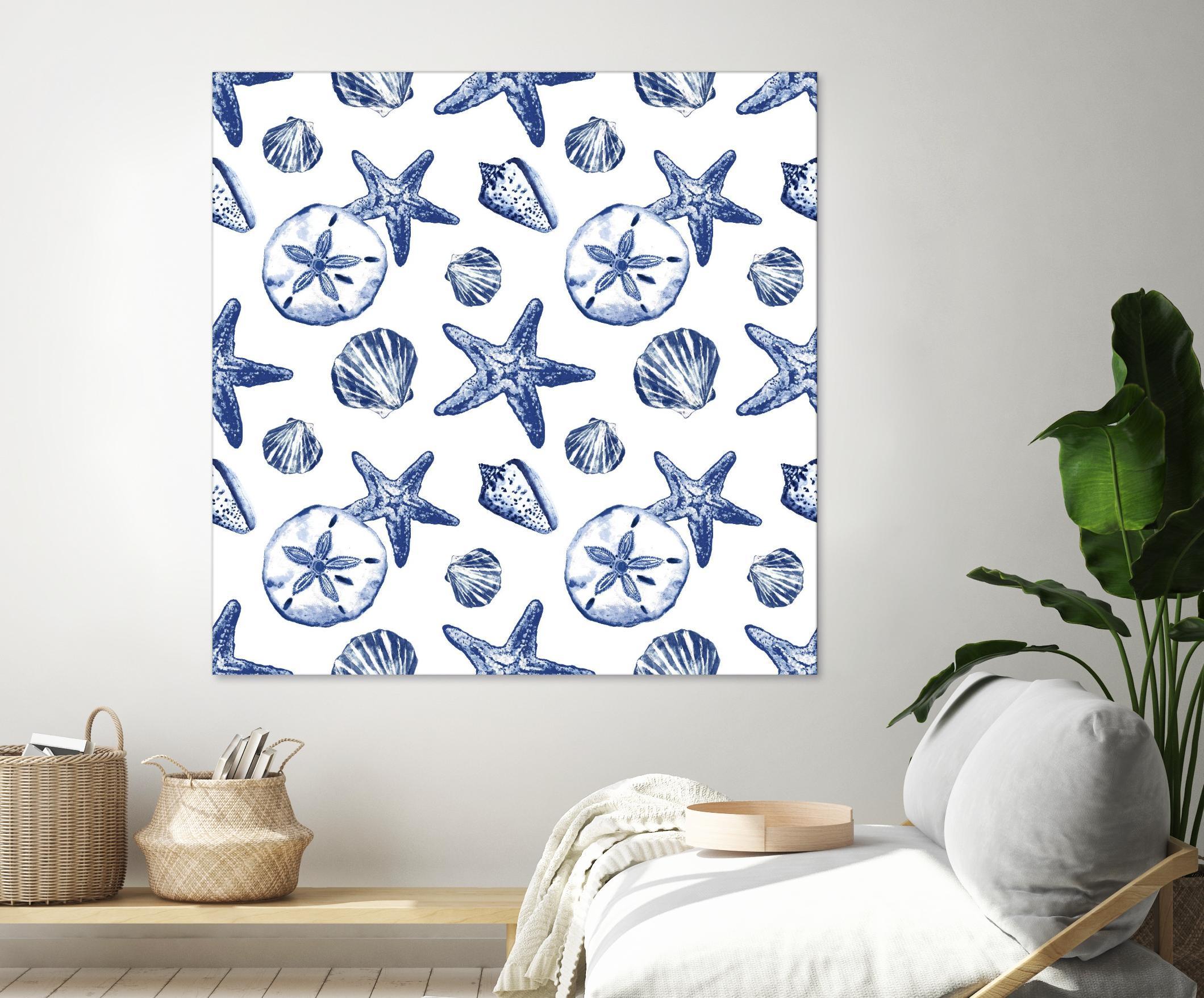 Deep Ocean Treasures White Pattern by Janice Gaynor on GIANT ART - coastal pattern