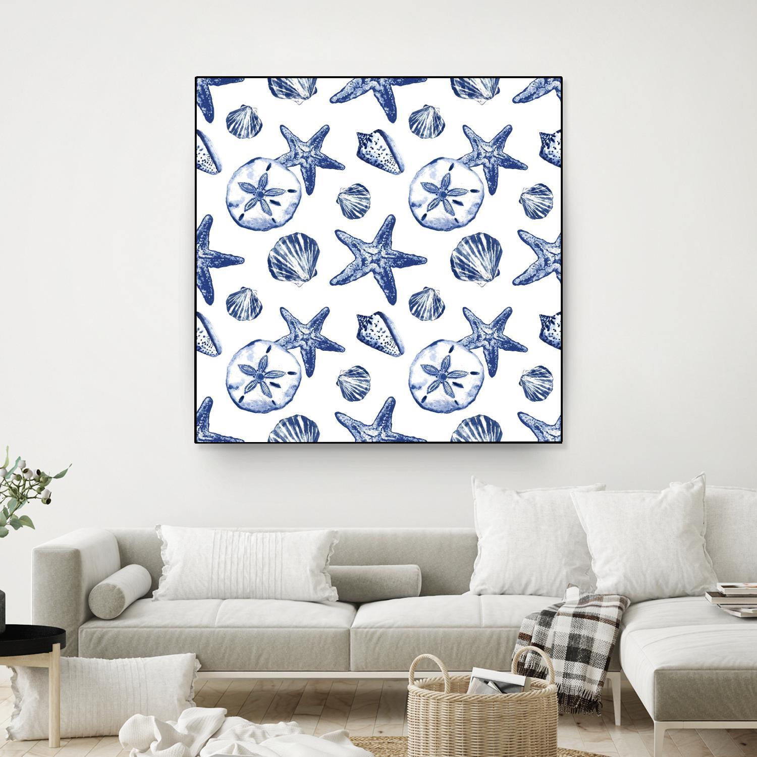 Deep Ocean Treasures White Pattern by Janice Gaynor on GIANT ART - coastal pattern