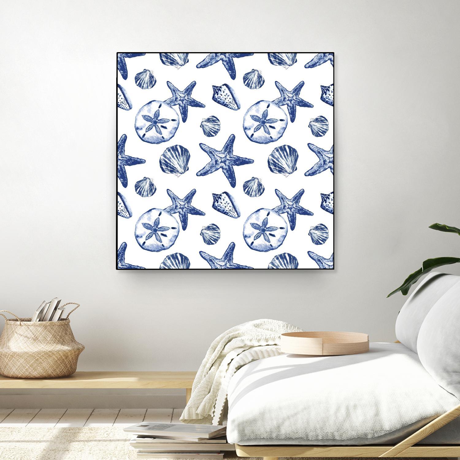 Deep Ocean Treasures White Pattern by Janice Gaynor on GIANT ART - coastal pattern