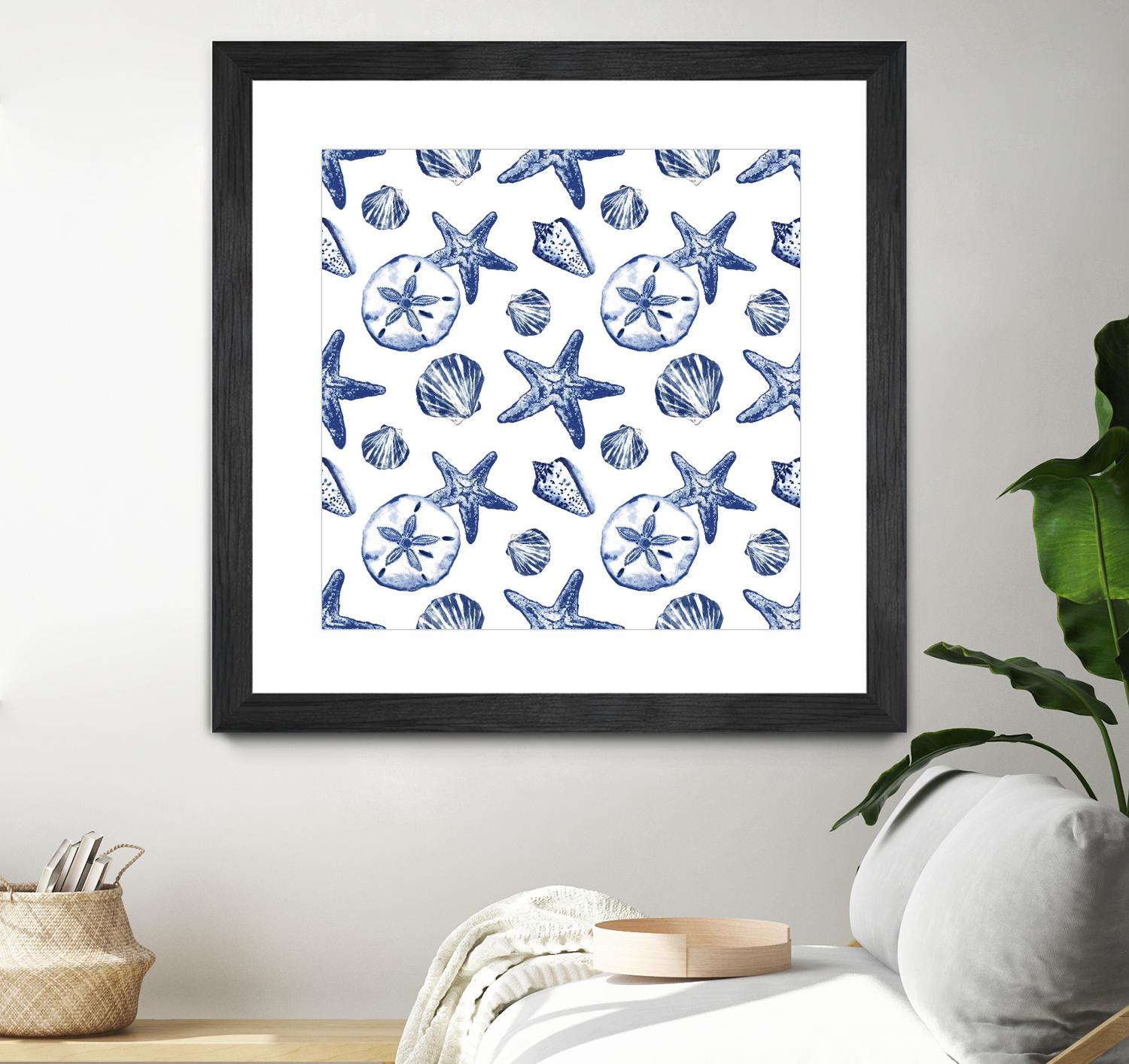 Deep Ocean Treasures White Pattern by Janice Gaynor on GIANT ART - coastal pattern