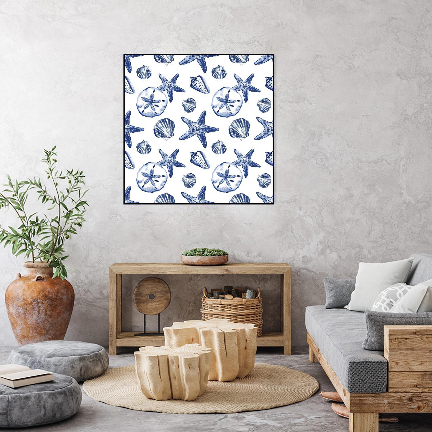Deep Ocean Treasures White Pattern by Janice Gaynor on GIANT ART - coastal pattern