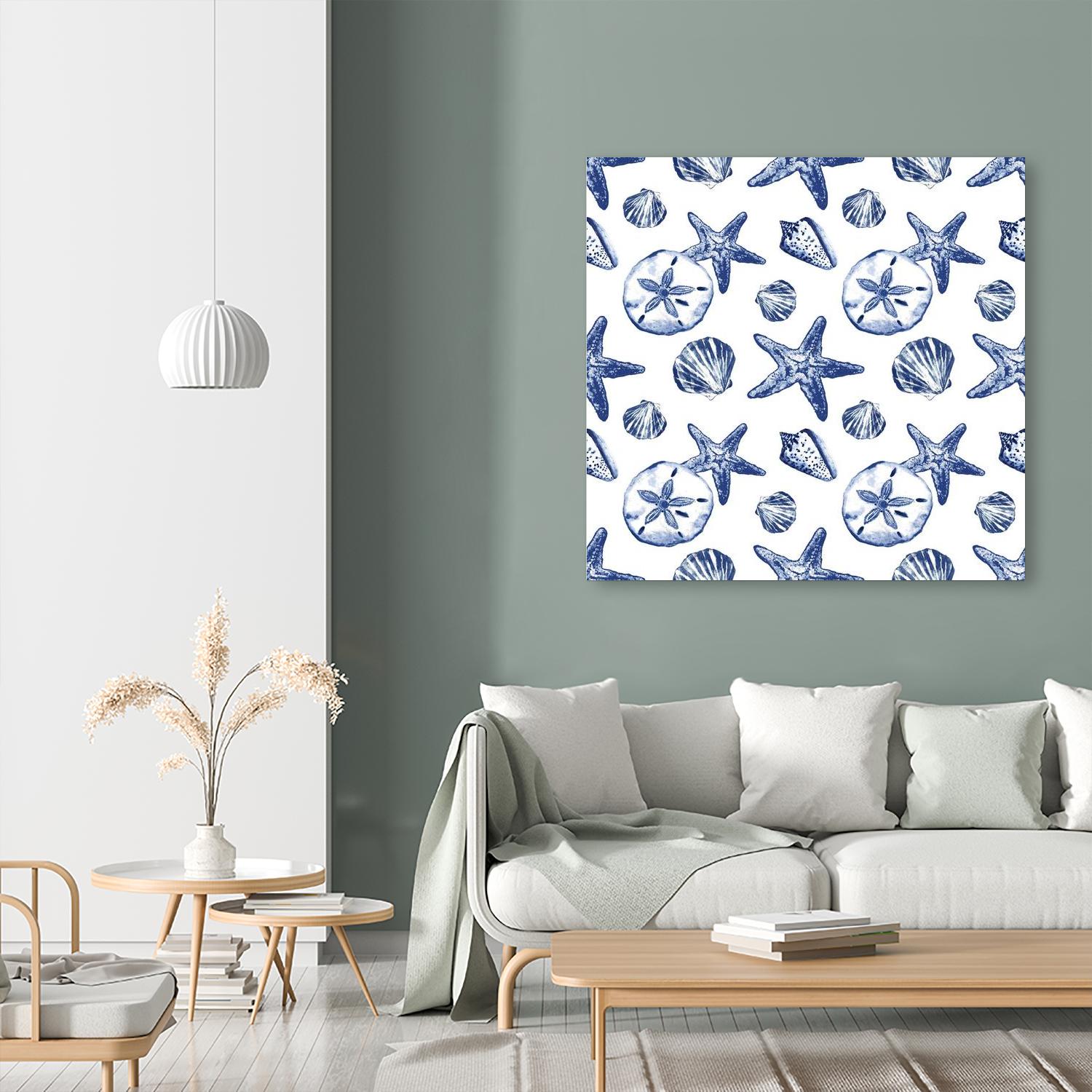 Deep Ocean Treasures White Pattern by Janice Gaynor on GIANT ART - coastal pattern