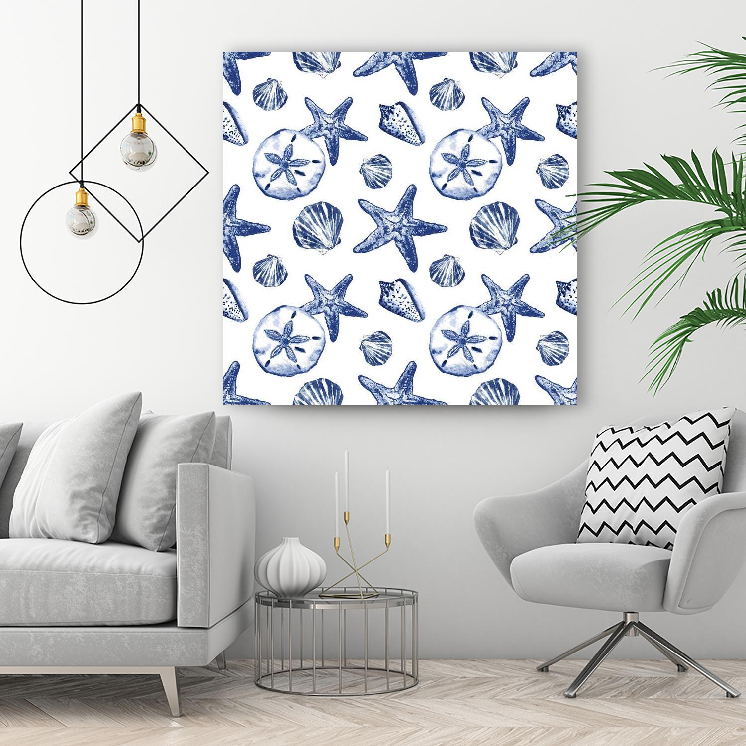 Deep Ocean Treasures White Pattern by Janice Gaynor on GIANT ART - coastal pattern