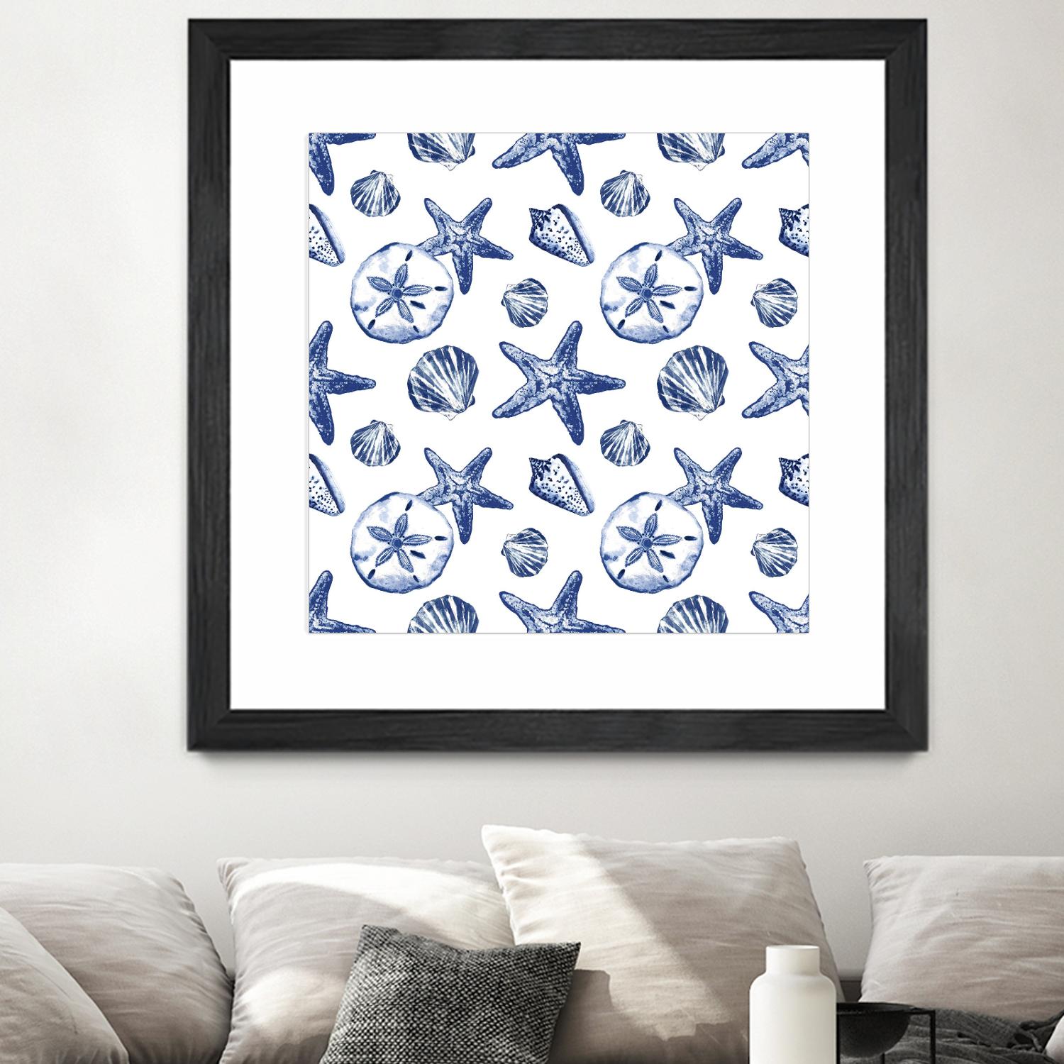 Deep Ocean Treasures White Pattern by Janice Gaynor on GIANT ART - coastal pattern